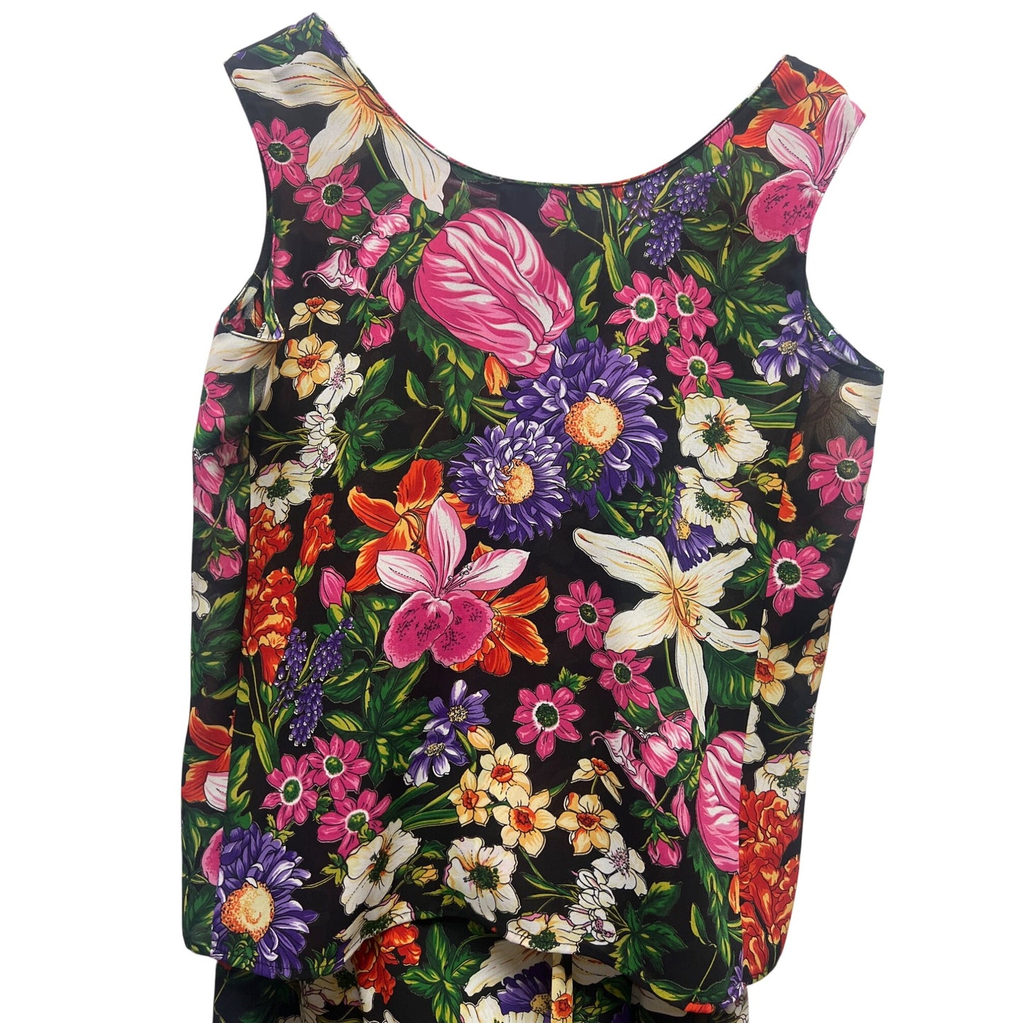 Nygard Collection Vintage 90's Floral 2 Piece Pencil Skirt Sleeveless Top Dress Set