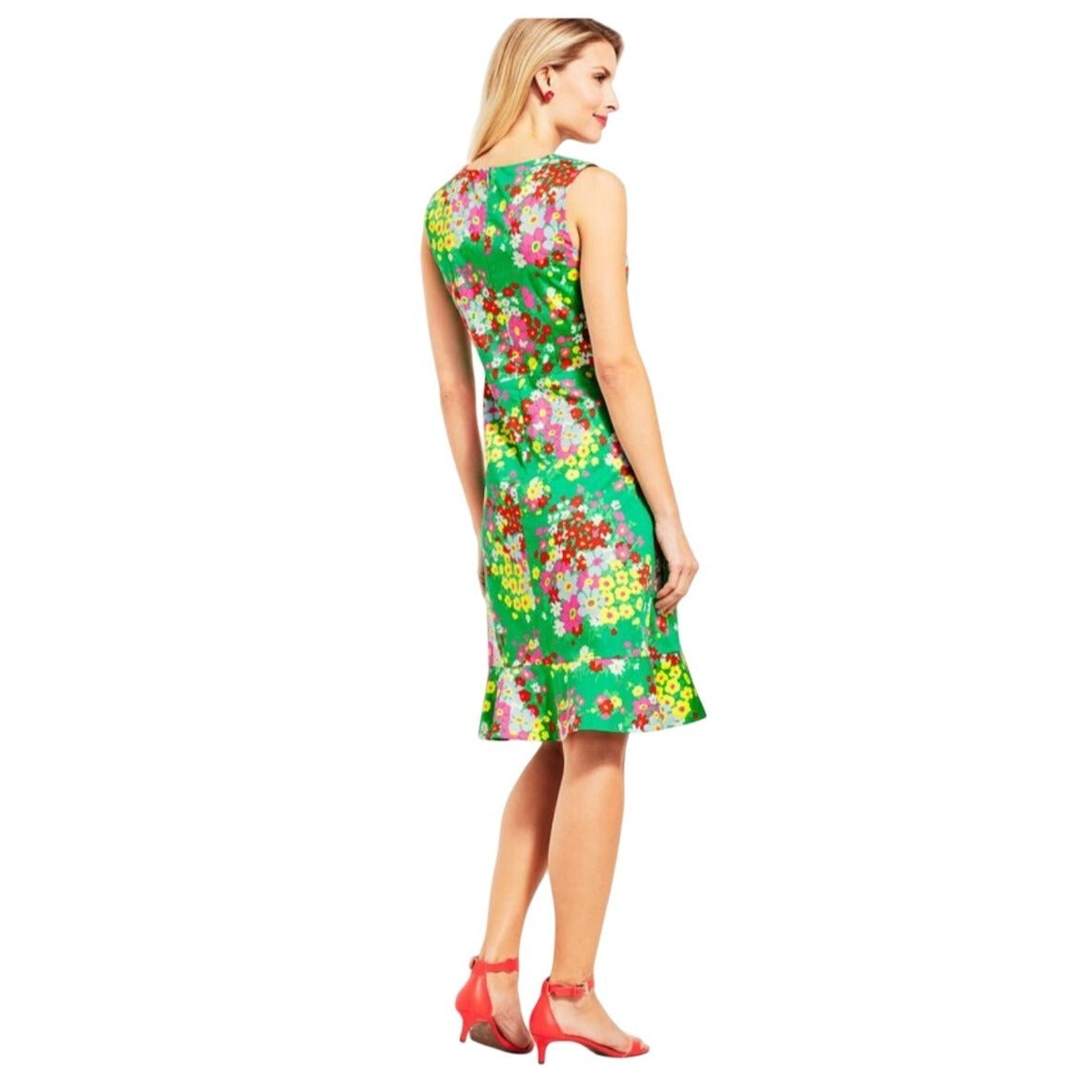 Talbots Springtime Green Floral Shift Dress