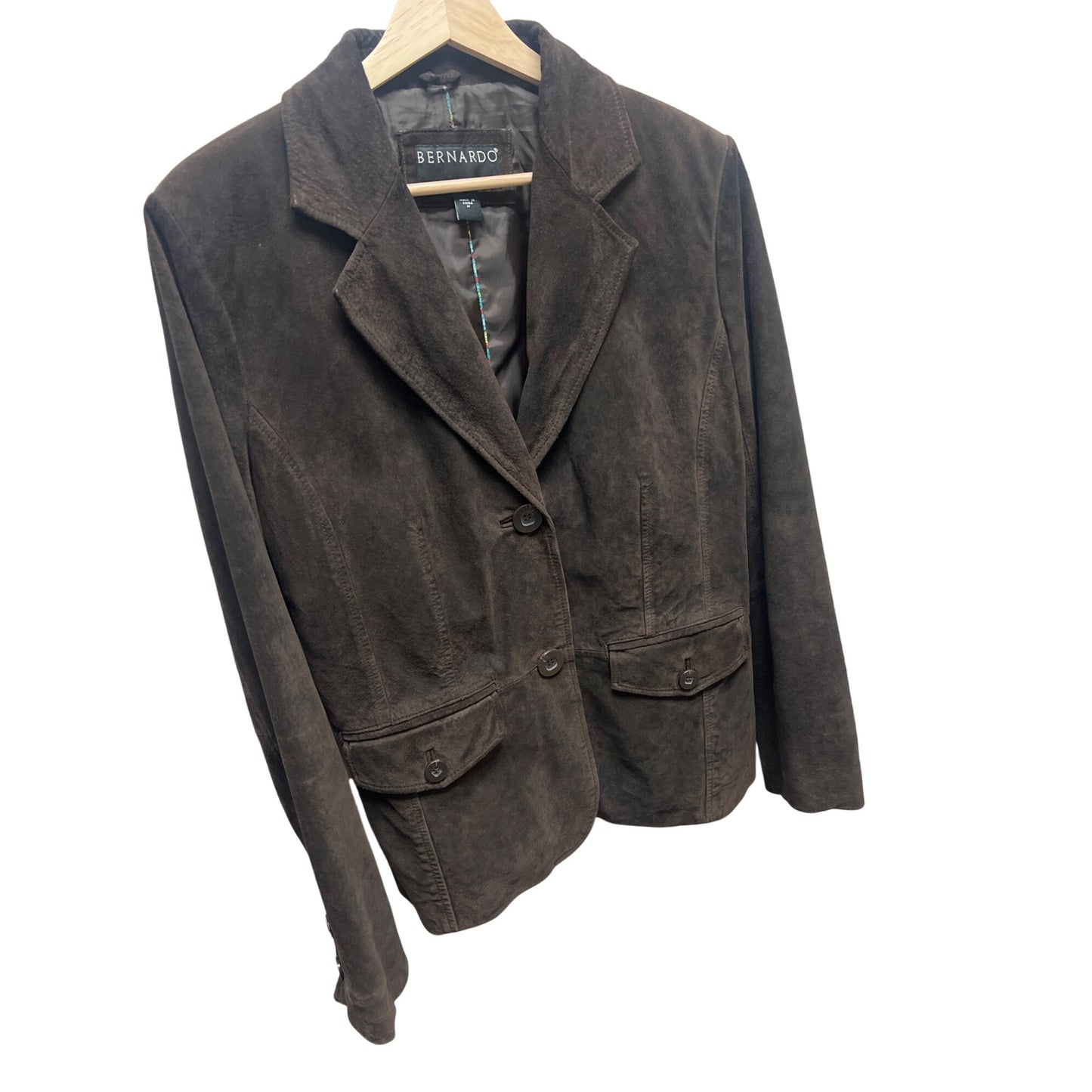Bernardo Chocolate Brown Suede Leather Blazer Jacket