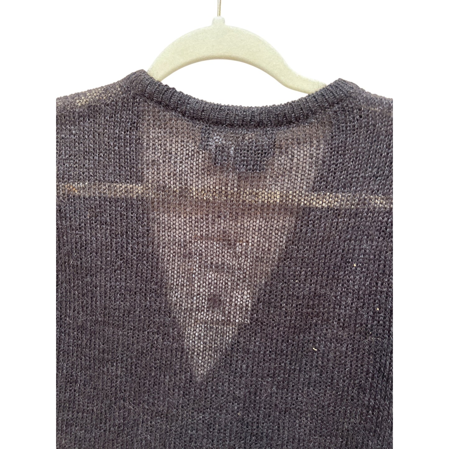 Carole Little Mohair Blend Cardigan S Brown Embroidered Button-Up Vintage 90s Knitwear