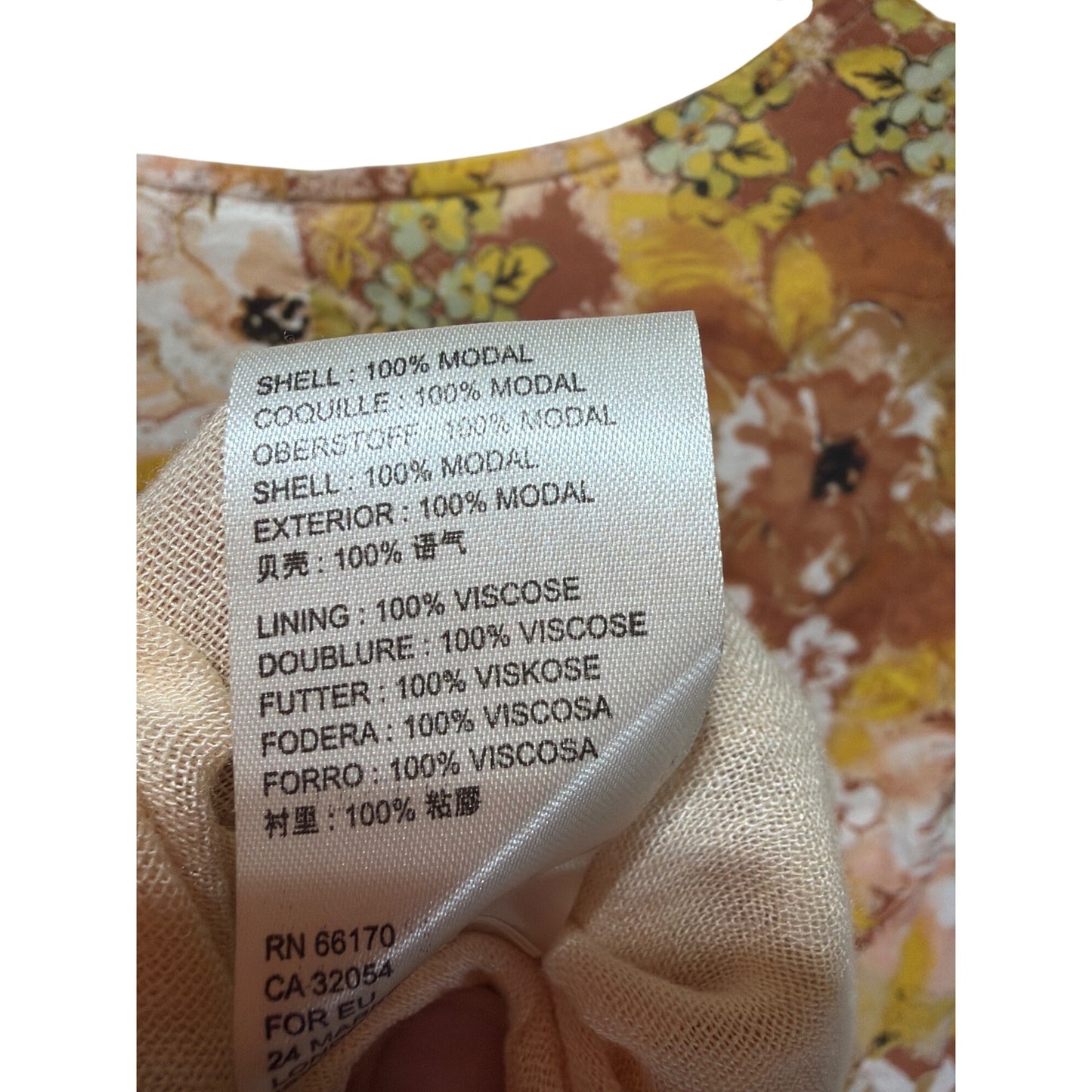 Free People Yellow Cocoa Floral Freddy Tie Mini Dress Boho Chic Womens Medium