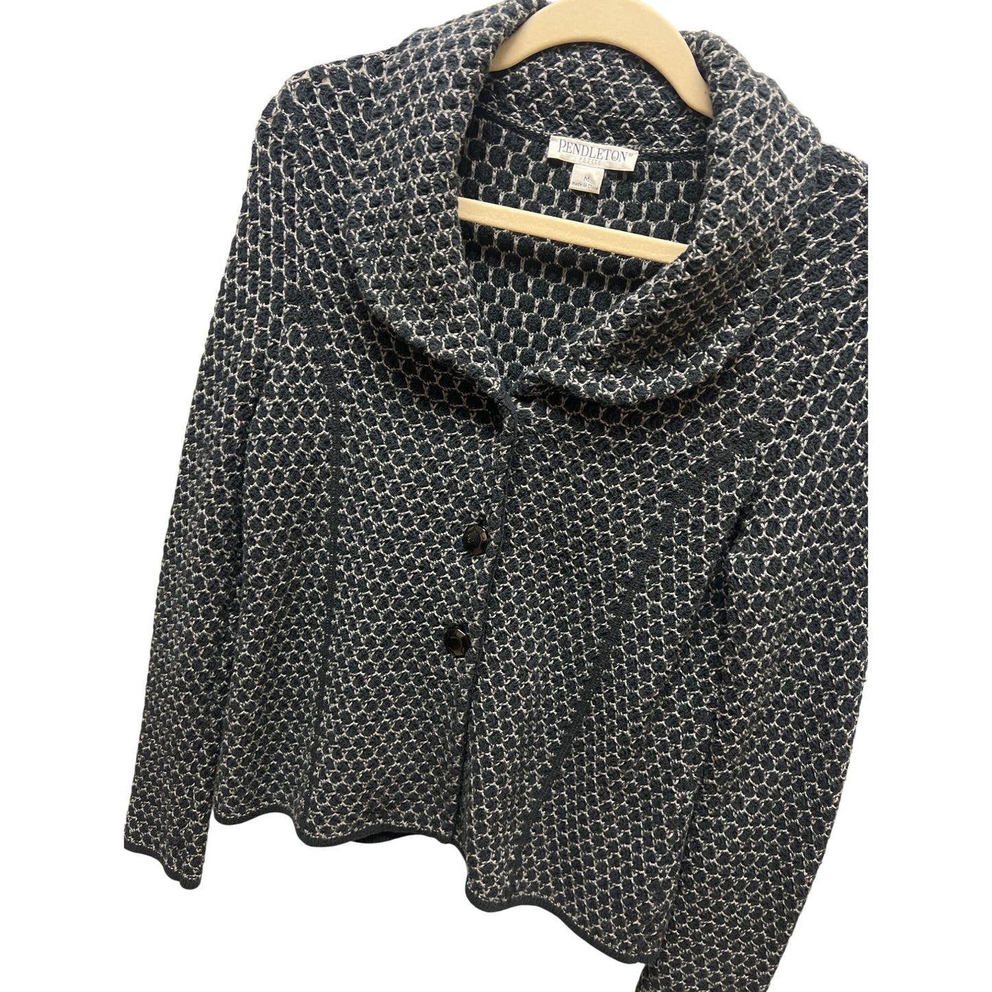 Pendleton Vintage Y2K Gray Wool Cableknit Cardigan