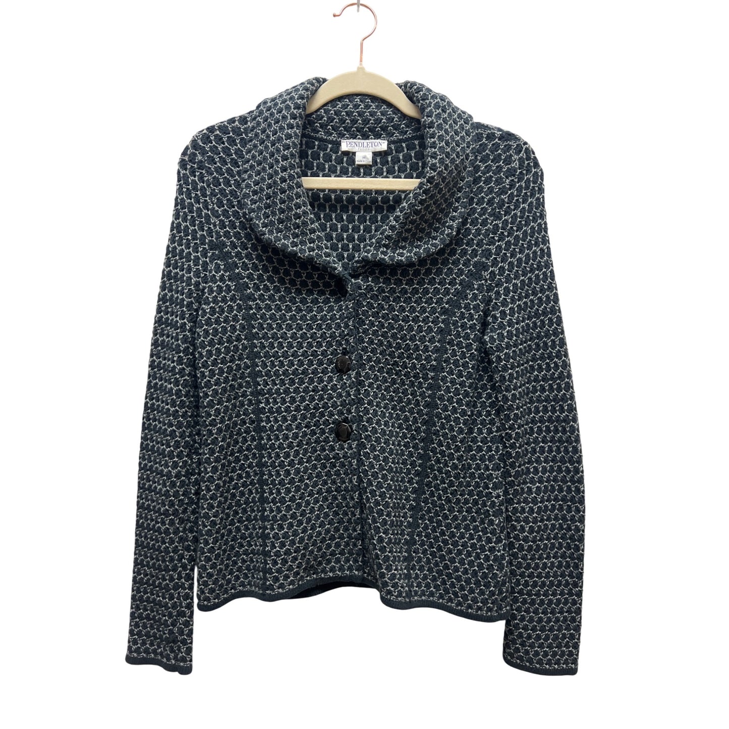 Pendleton Vintage Y2K Gray Wool Cableknit Cardigan