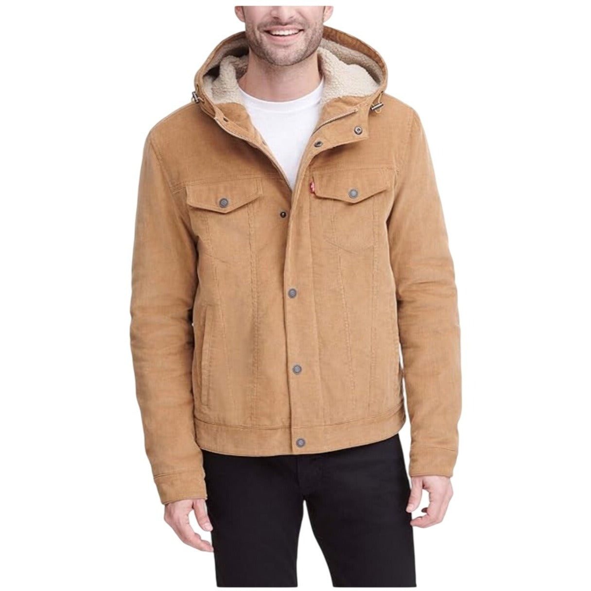 Levi's Tan Corduroy & Sherpa Trucker Hoodie Jacket