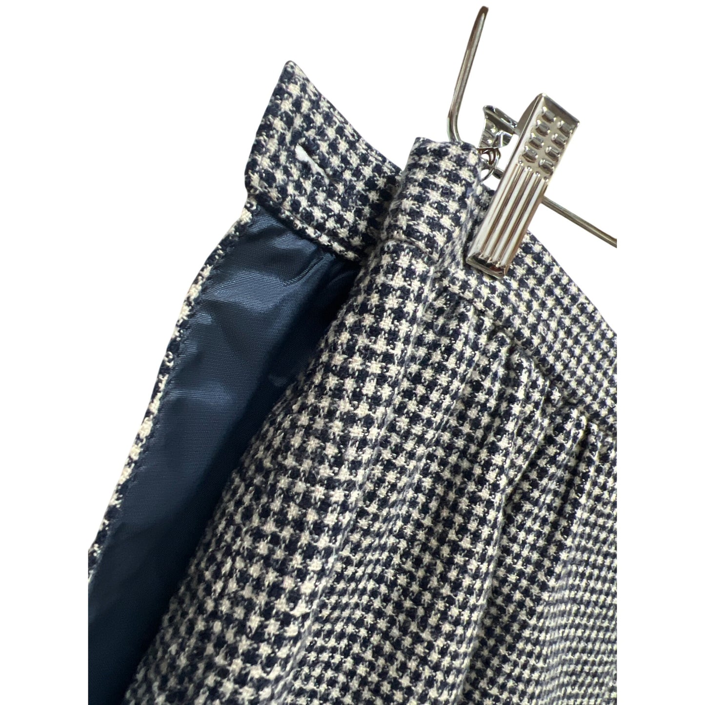 Pendleton Vintage 90's Navy Blue & White Houndstooth Pencil Skirt