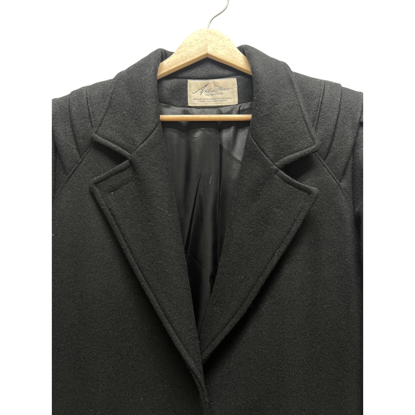 Andrea Marin Vintage 90's Black Wool Blend Overcoat