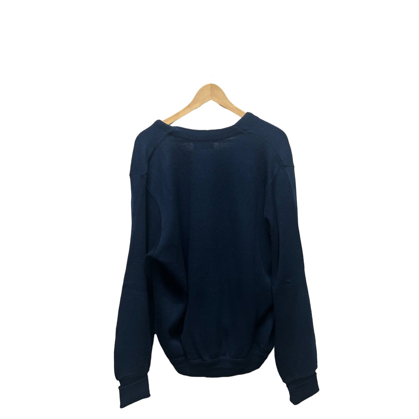 Izod Vintage 90's Navy Blue Embroidered Logo Wool Blend Cardigan Sweater