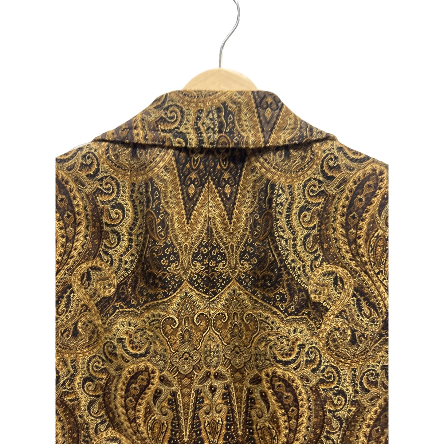 Focus 2000 Vintage Brown Paisley Tapestry Blazer with Jewel Button