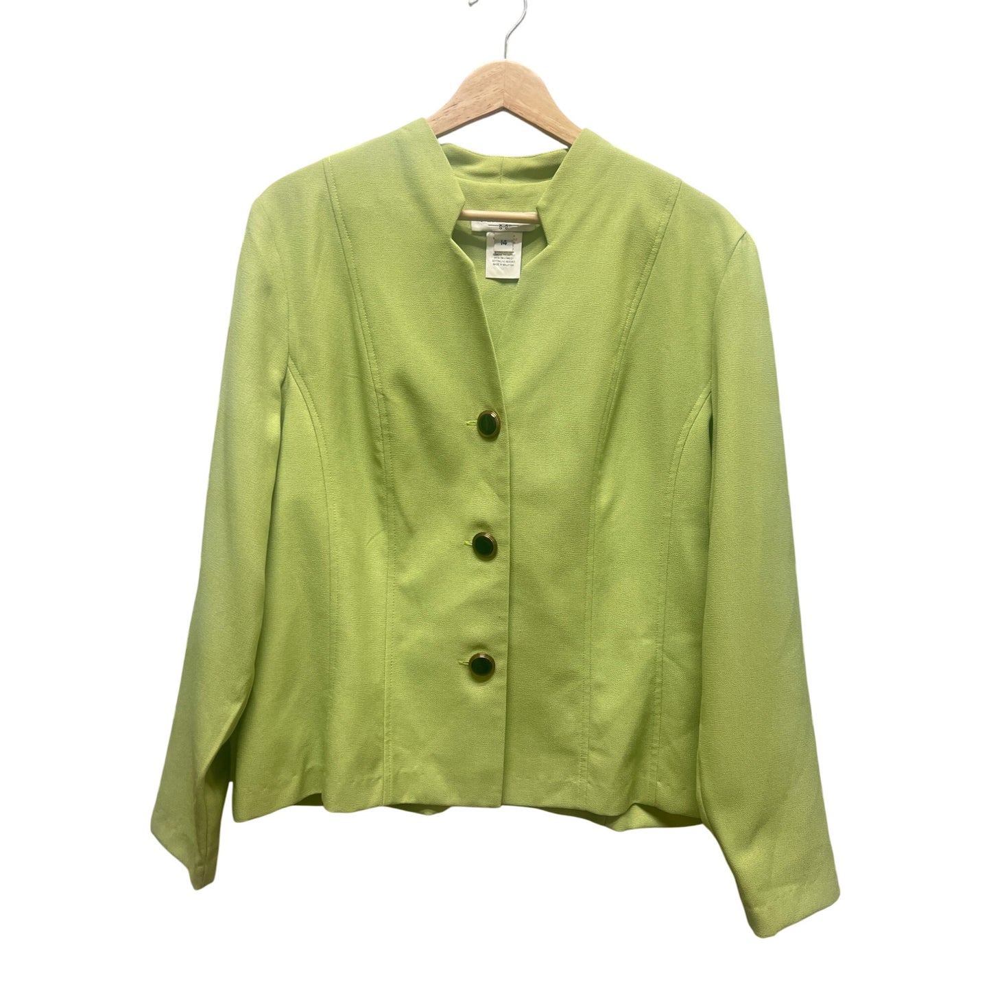 Miss Dorby Vintage 90's Charteuse Polyester Cropped Blazer