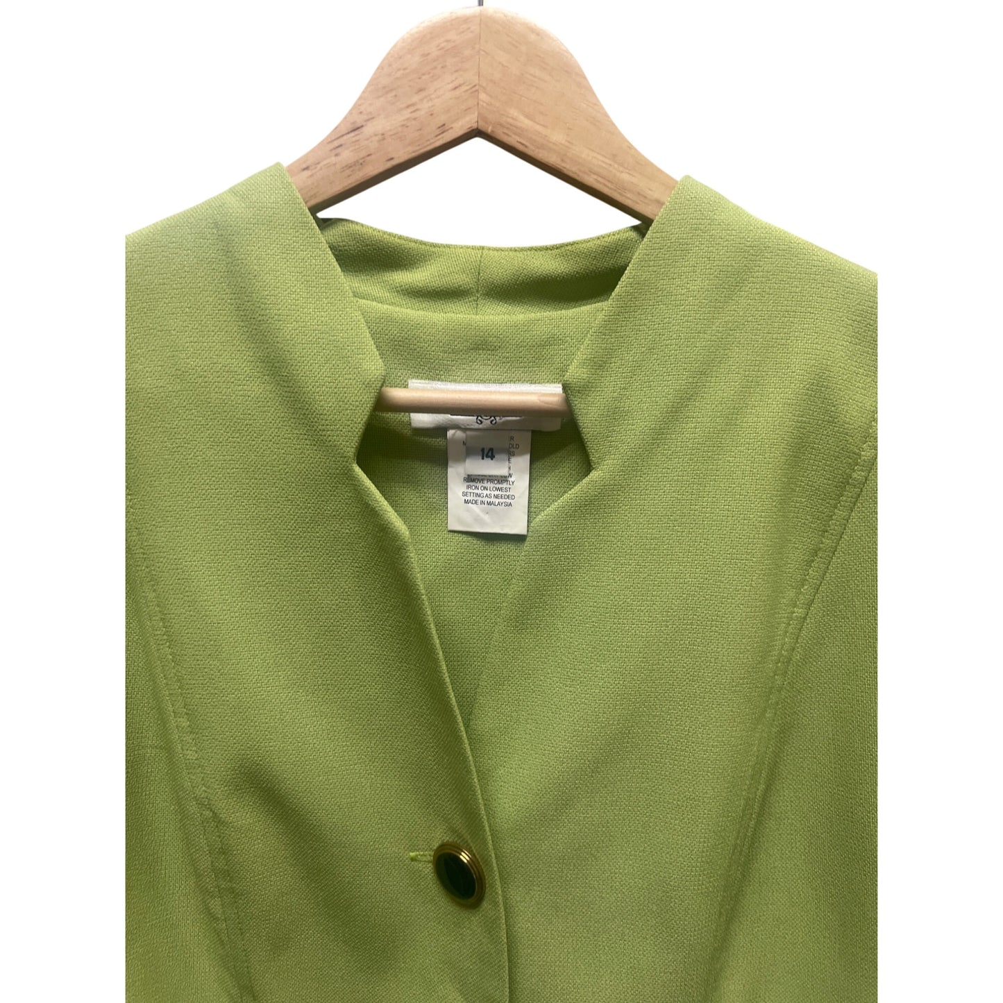 Miss Dorby Vintage 90's Charteuse Polyester Cropped Blazer