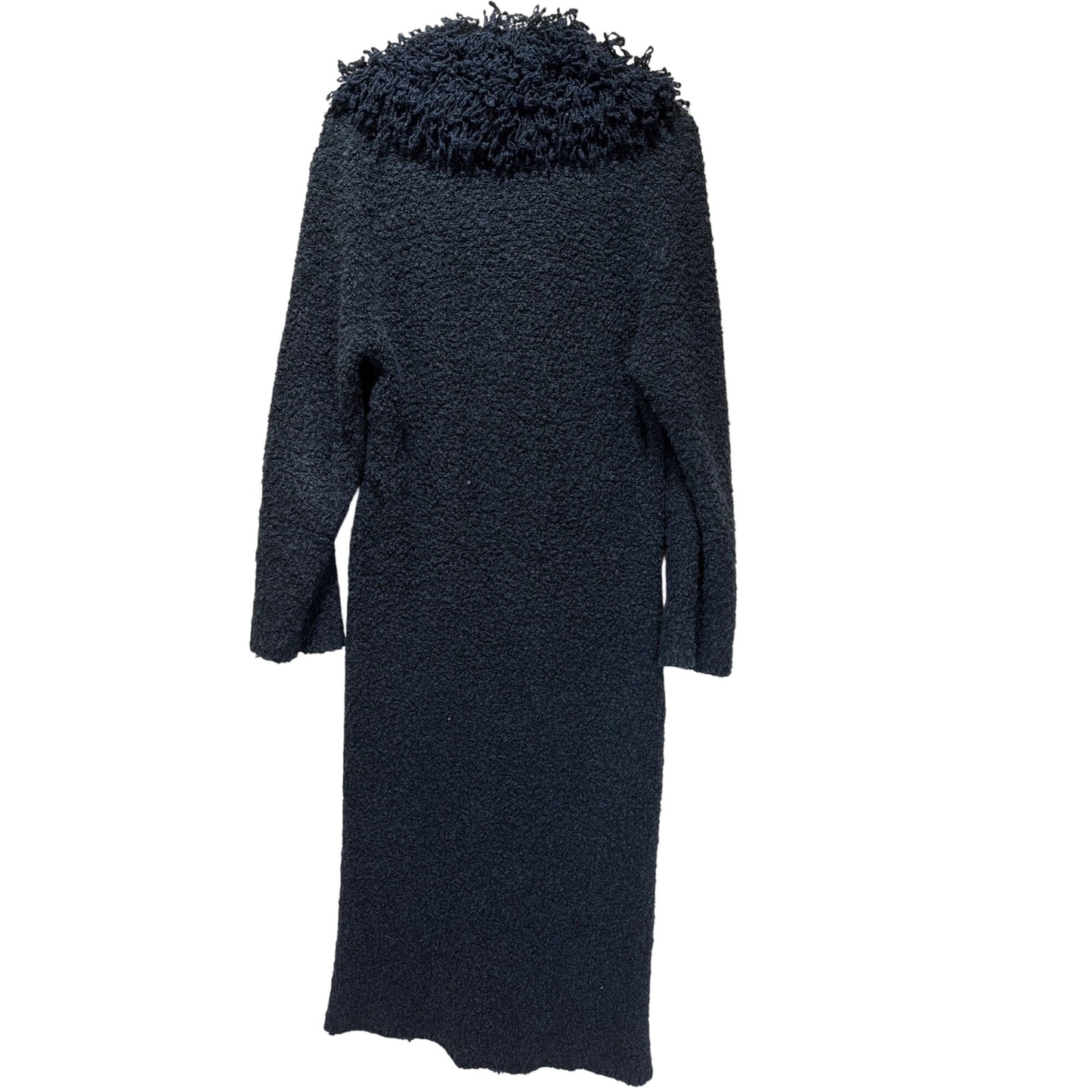 Halukoko Penny Lane Y2K Black Shaggy Collar Sweater Coat With Button Front & Pockets XL