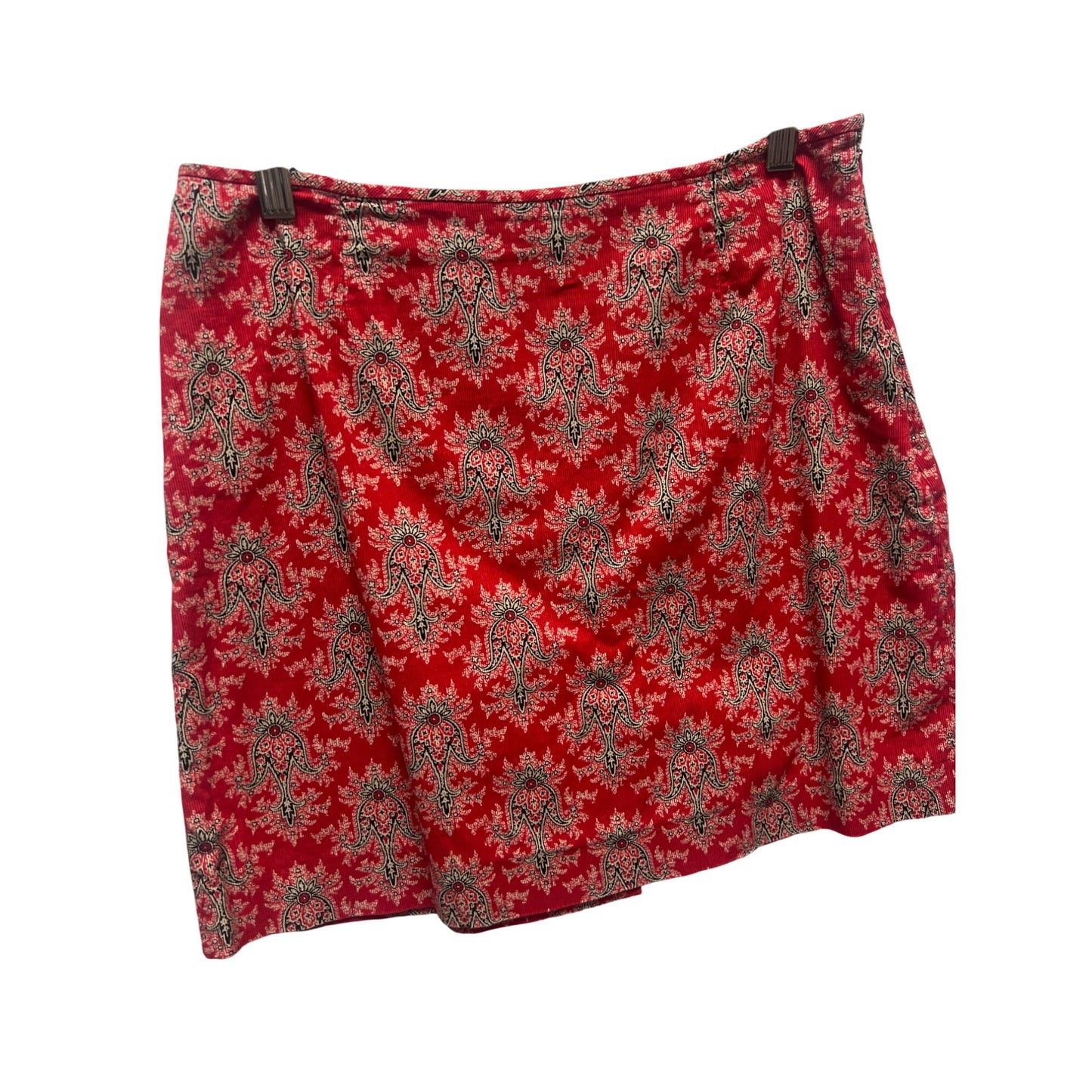 Boston Proper Vintage Red Floral Corduroy Mini Skirt