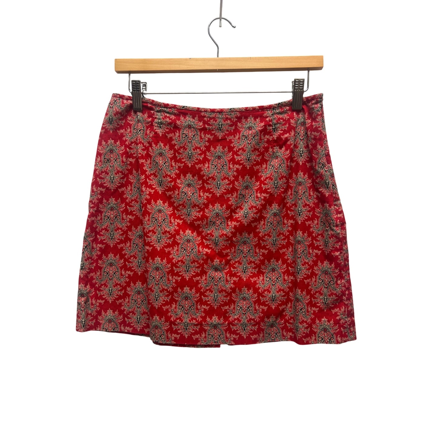 Boston Proper Vintage Red Floral Corduroy Mini Skirt