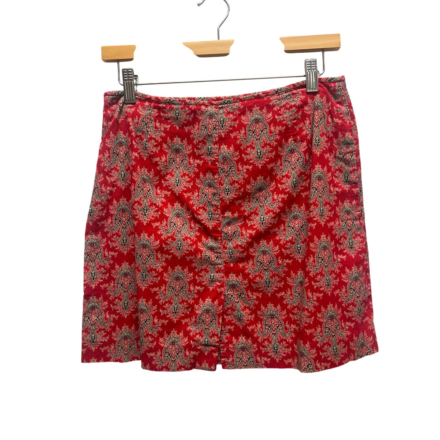 Boston Proper Vintage Red Floral Corduroy Mini Skirt