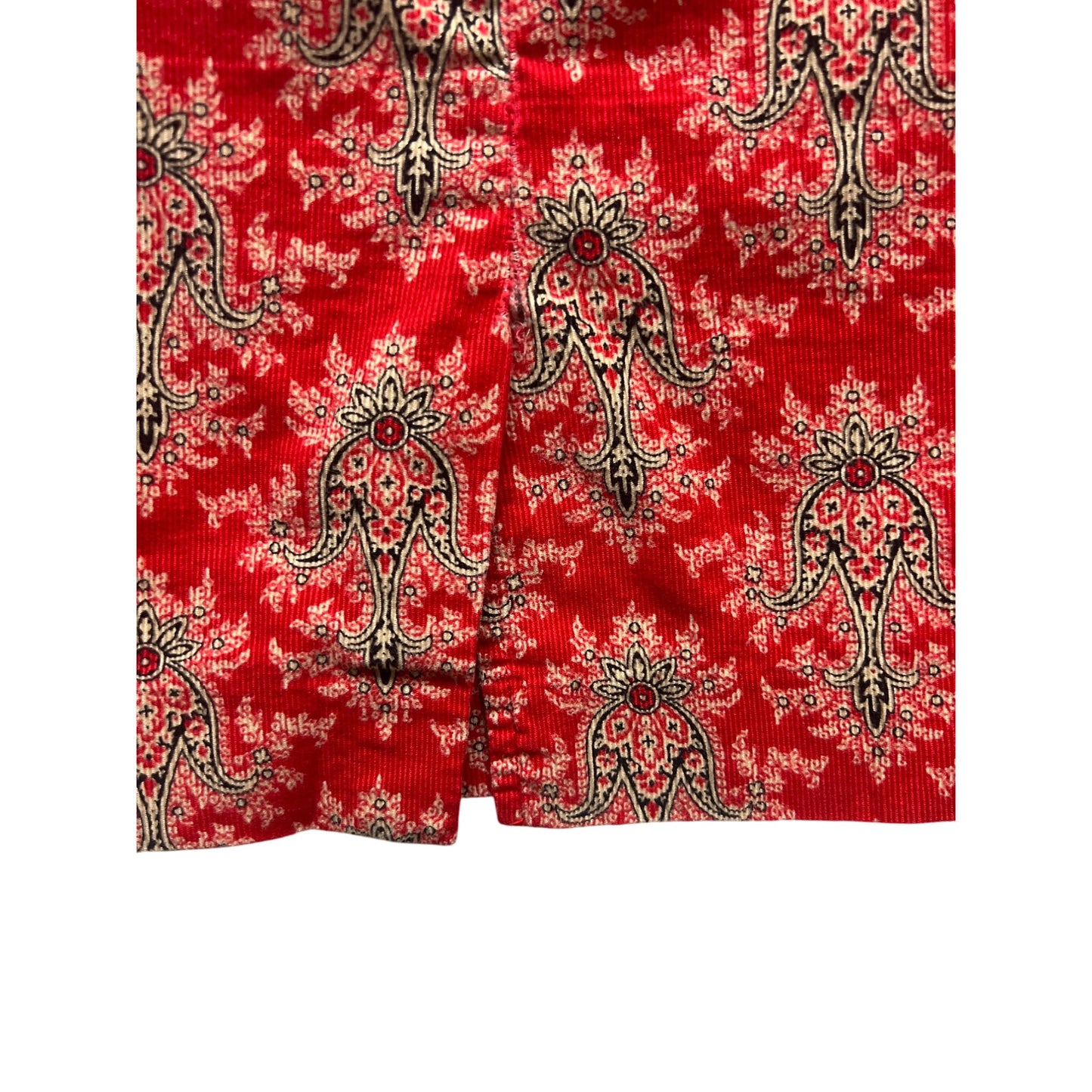 Boston Proper Vintage Red Floral Corduroy Mini Skirt