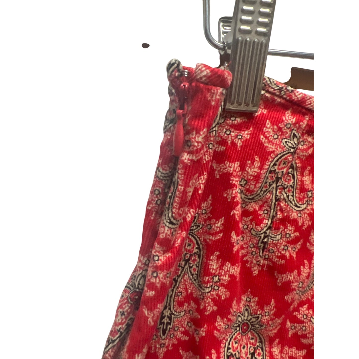 Boston Proper Vintage Red Floral Corduroy Mini Skirt
