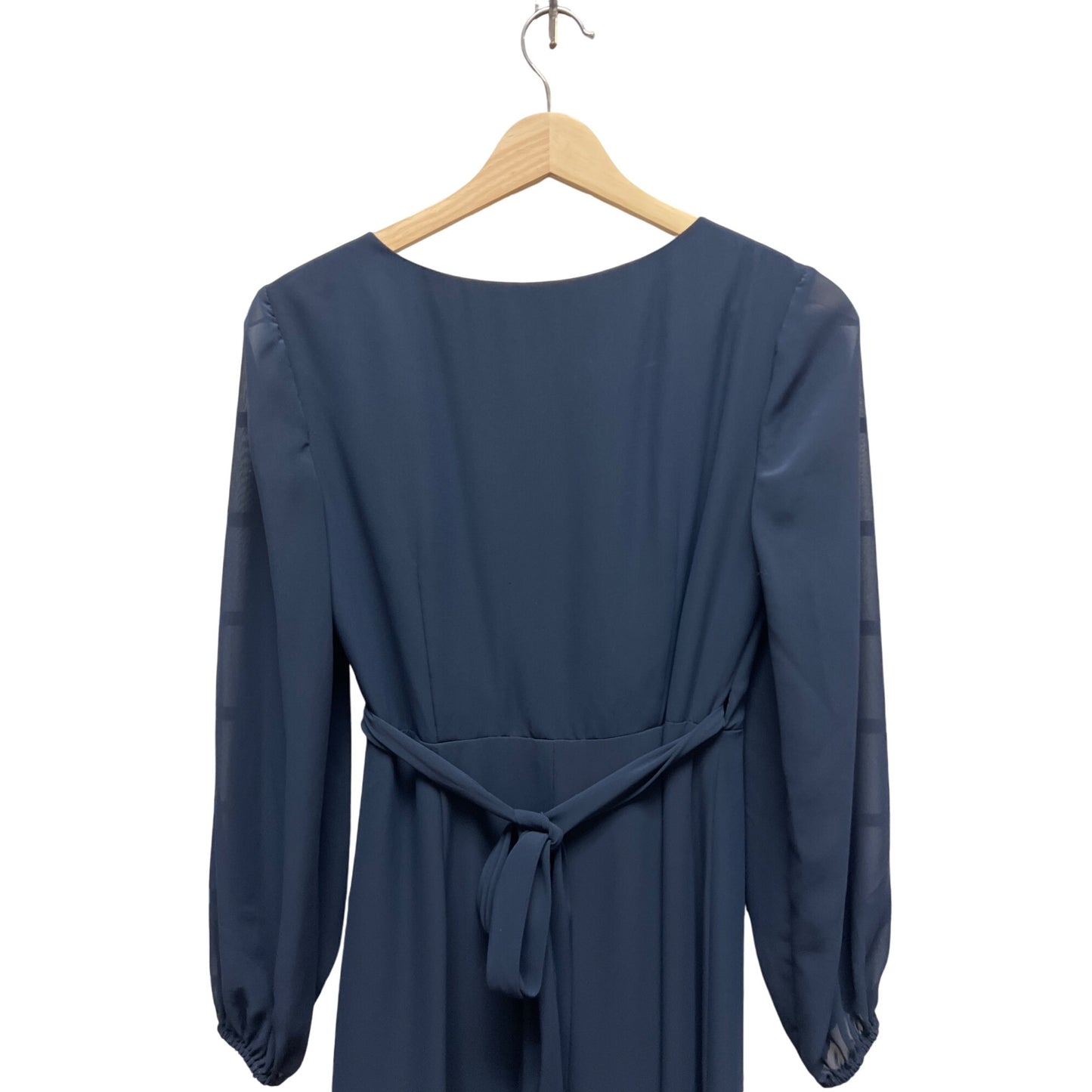 Dessy Collection Vivian Diamond Navy Long Sleeve Formal Wrap Dress