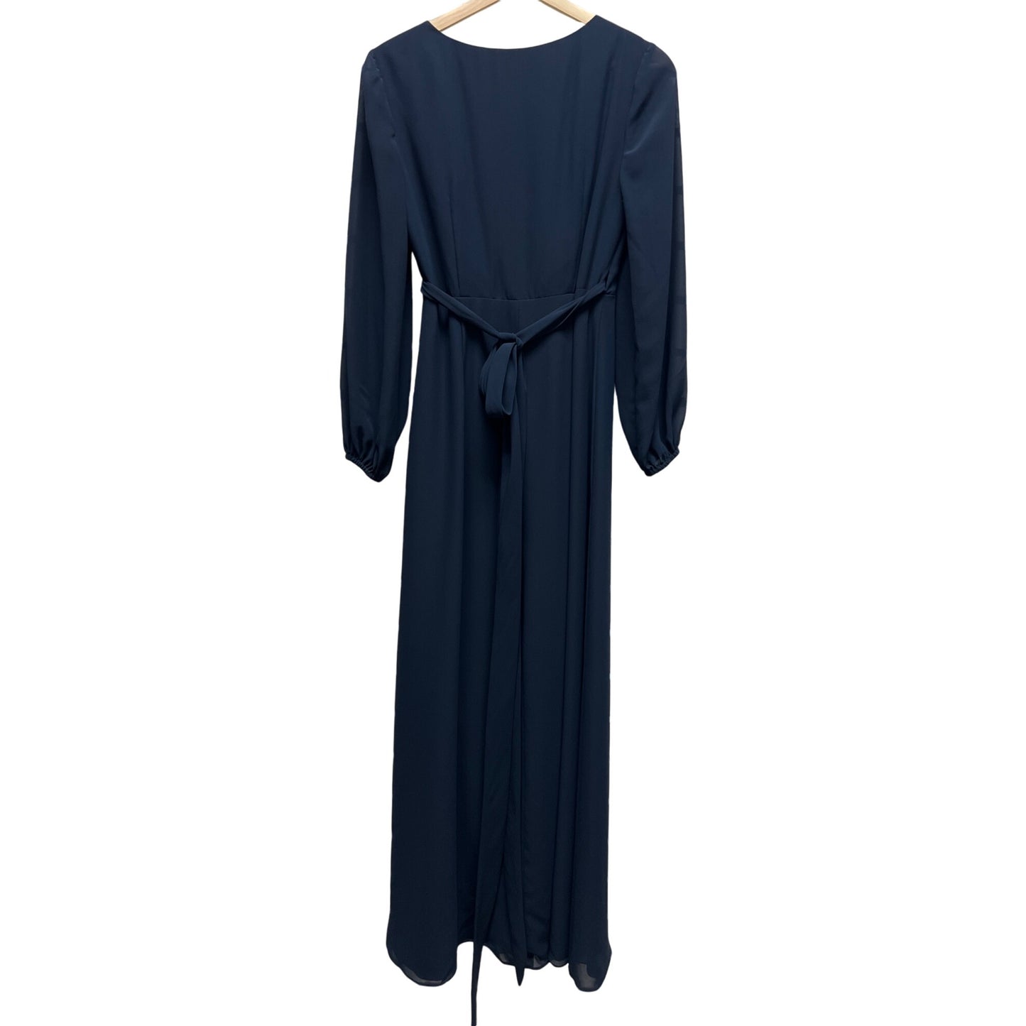Dessy Collection Vivian Diamond Navy Long Sleeve Formal Wrap Dress