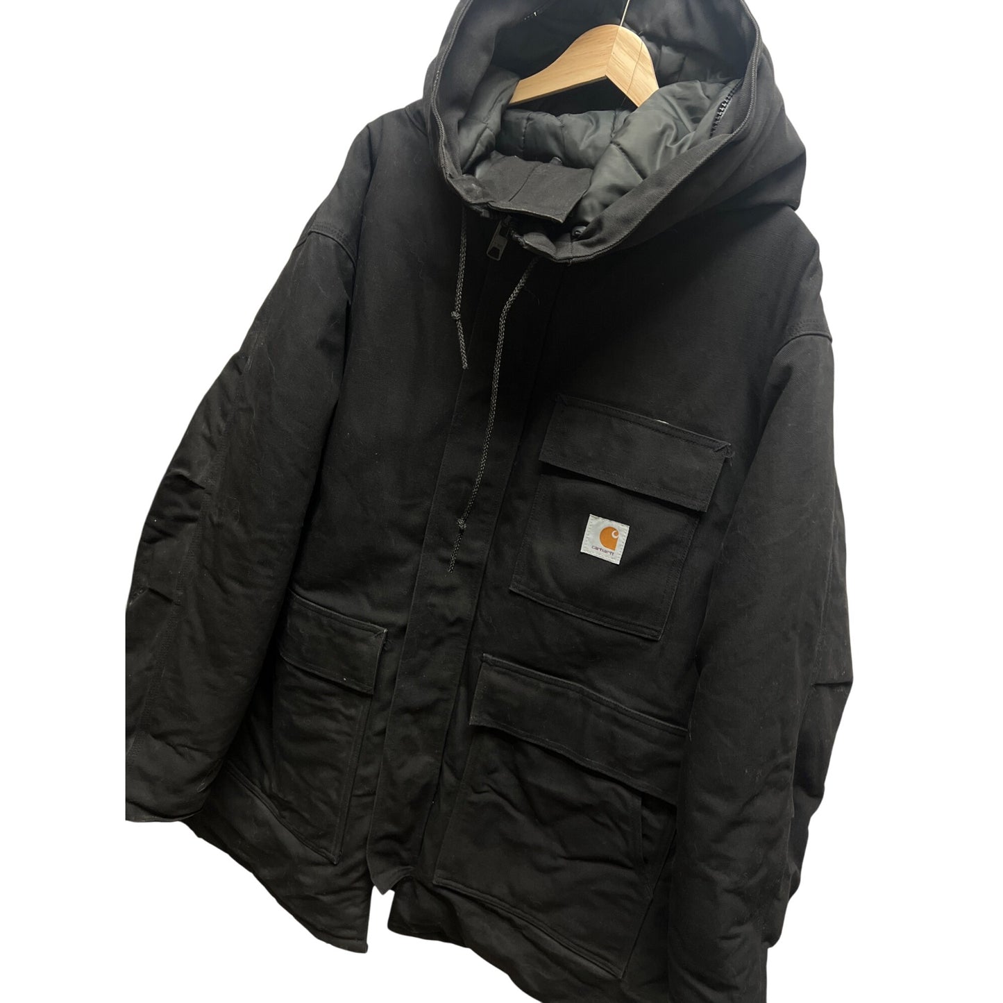 Carhartt Vintage WIP Siberian Black Canvas Parka Chore Coat