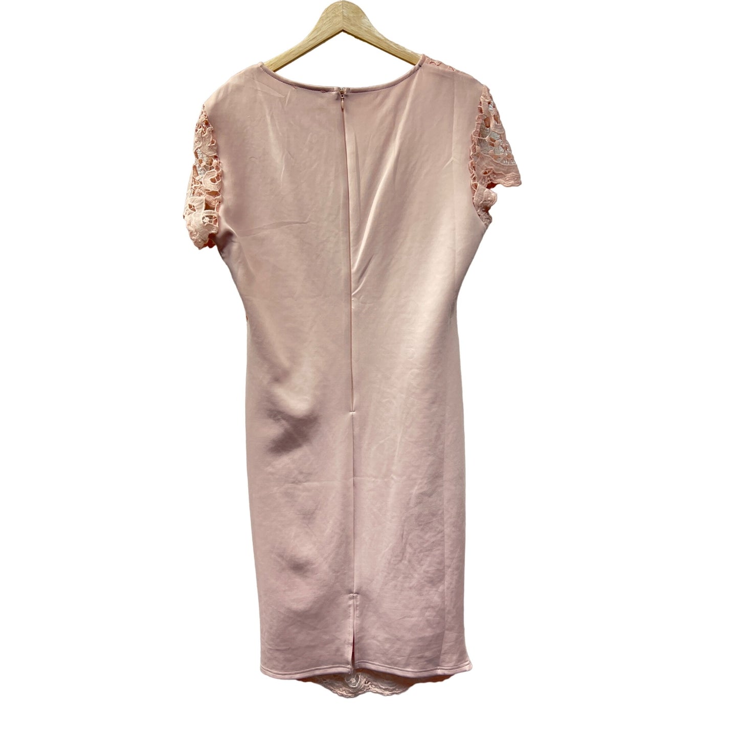 AX Paris NWT Pink Lace Crochet Overlay Sheath Dress with Scuba Back