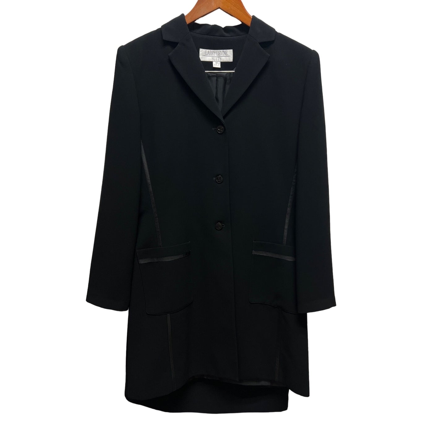 Larry Levine Black Long Blazer & Skirt Suit Set
