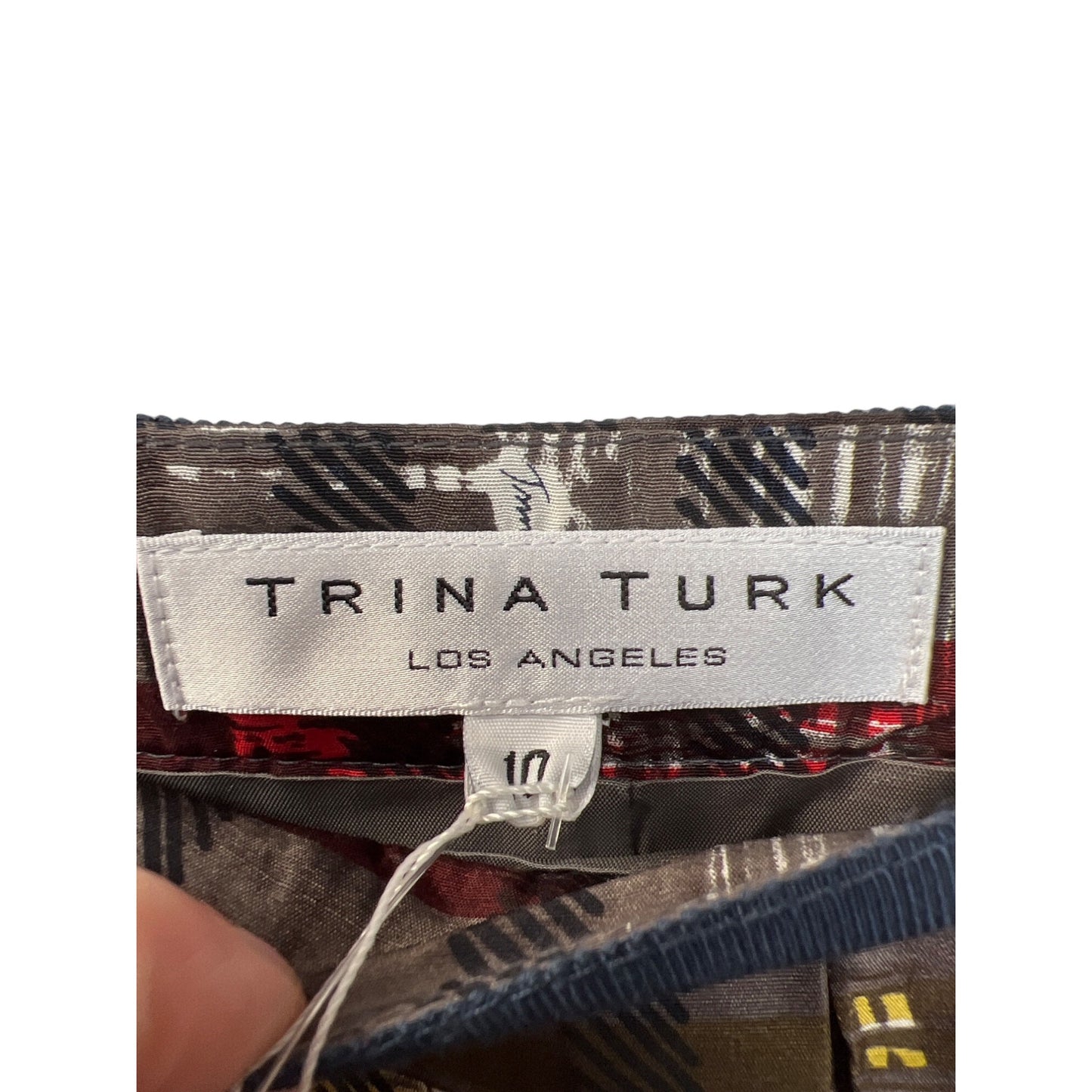 Trina Turk NWT Plaid Silk A-Line Skirt with Ribbon Waist