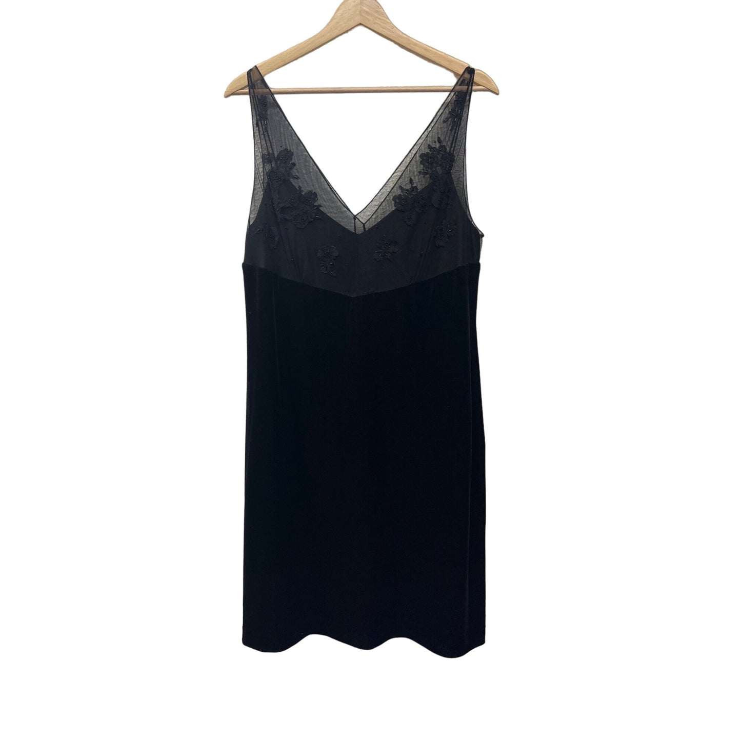 Evan-Picone Velvet Slip Dress with Tulle and Beading