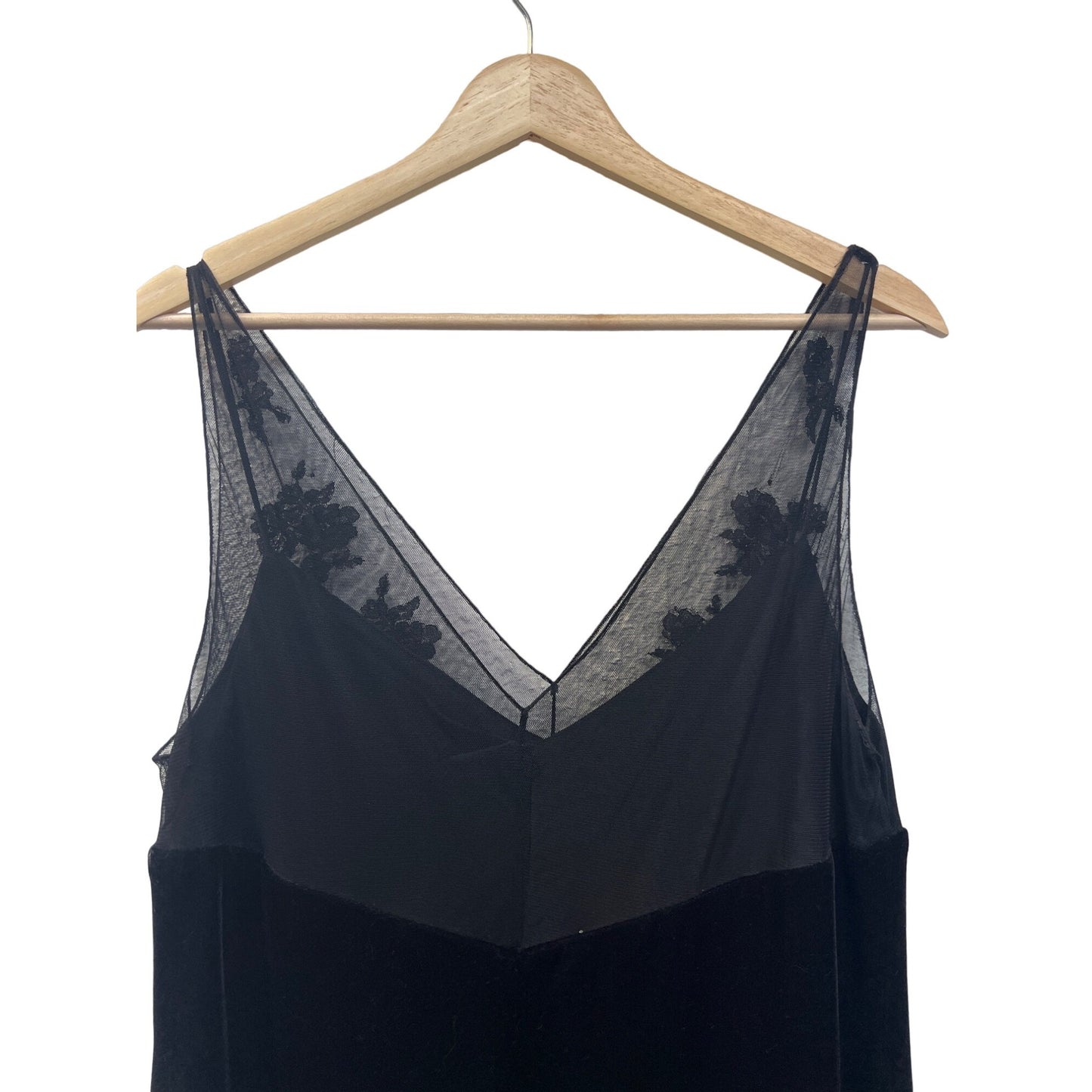 Evan-Picone Velvet Slip Dress with Tulle and Beading