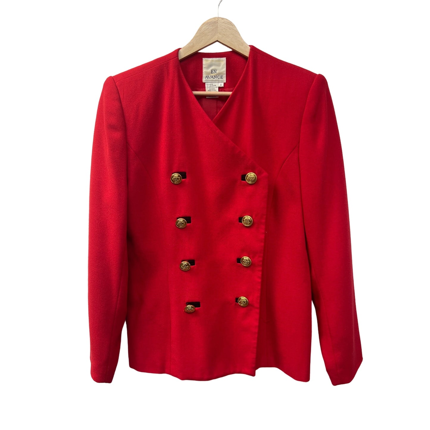 En Avance Vintage 80's Red Double-Breasted Military Style Blazer