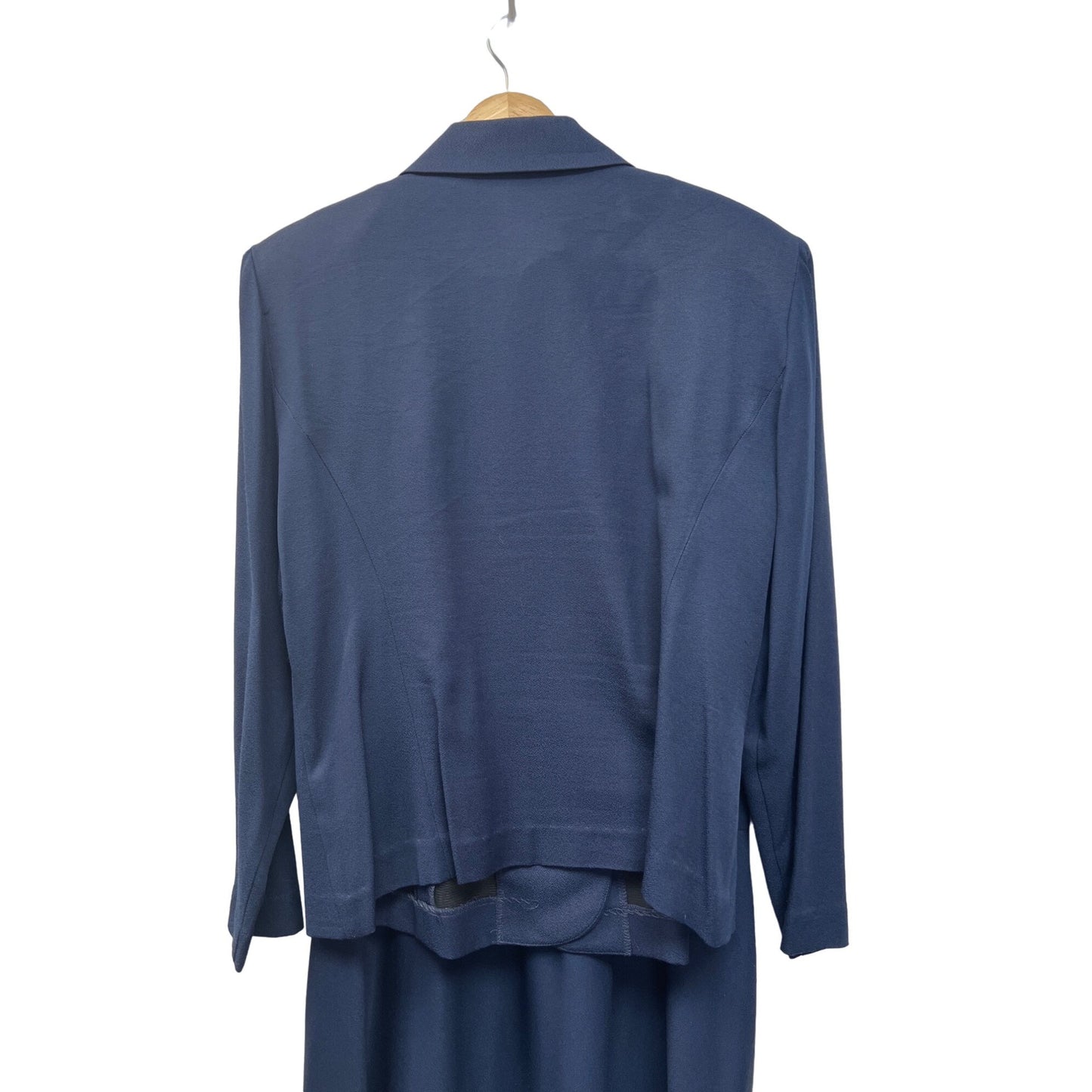 Leslie Fay Vintage Navy Suit Skirt Set with Gold Beading