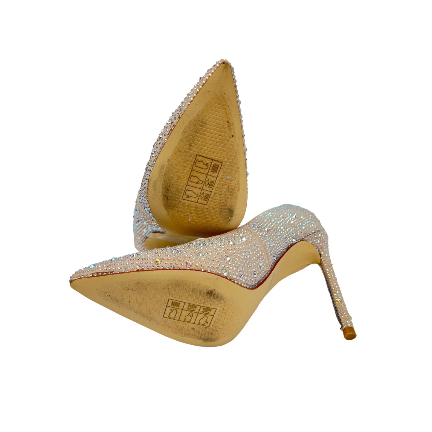 Anna Michelle Nude Stiletto Heels with Rhinestones
