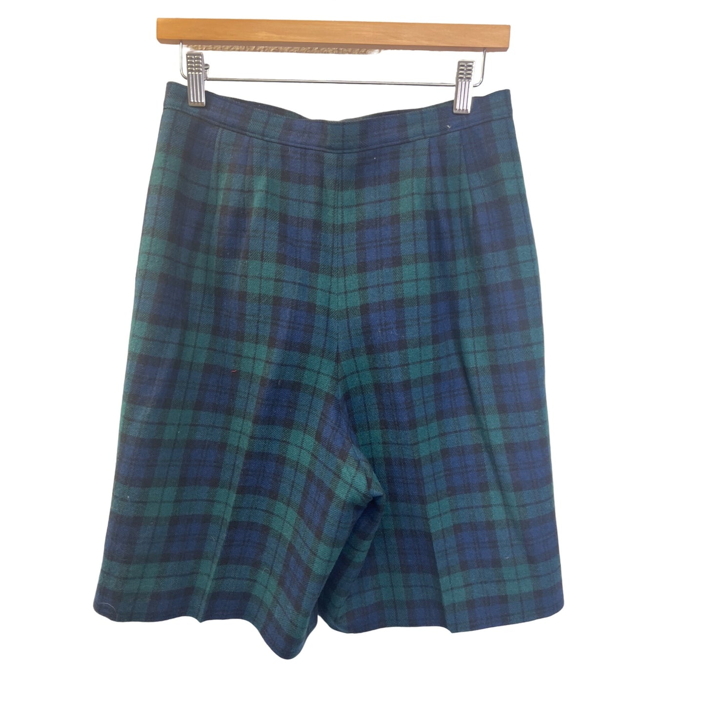 Pendleton Vintage Blue Green Tartan Plaid Wool Shorts