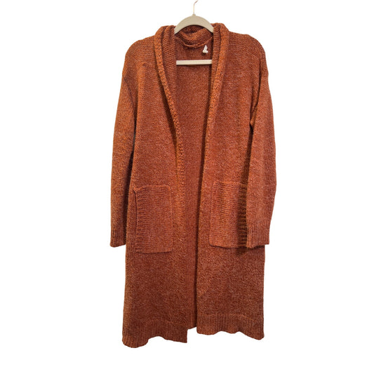 Mystree Long Orange Cozy Duster Cardigan Sweater