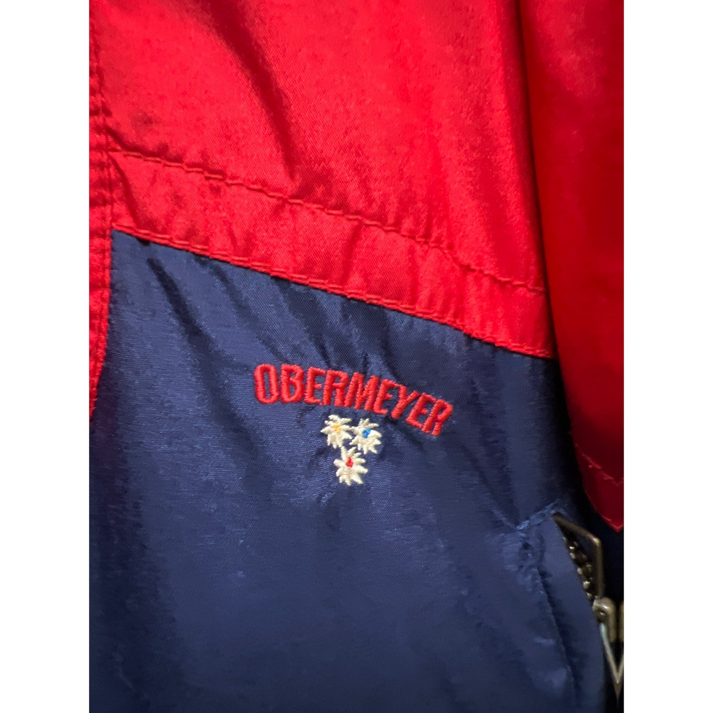 Obermeyer Vintage 90's Red and Blue Reversible Hoodie Puffer Ski Jacket