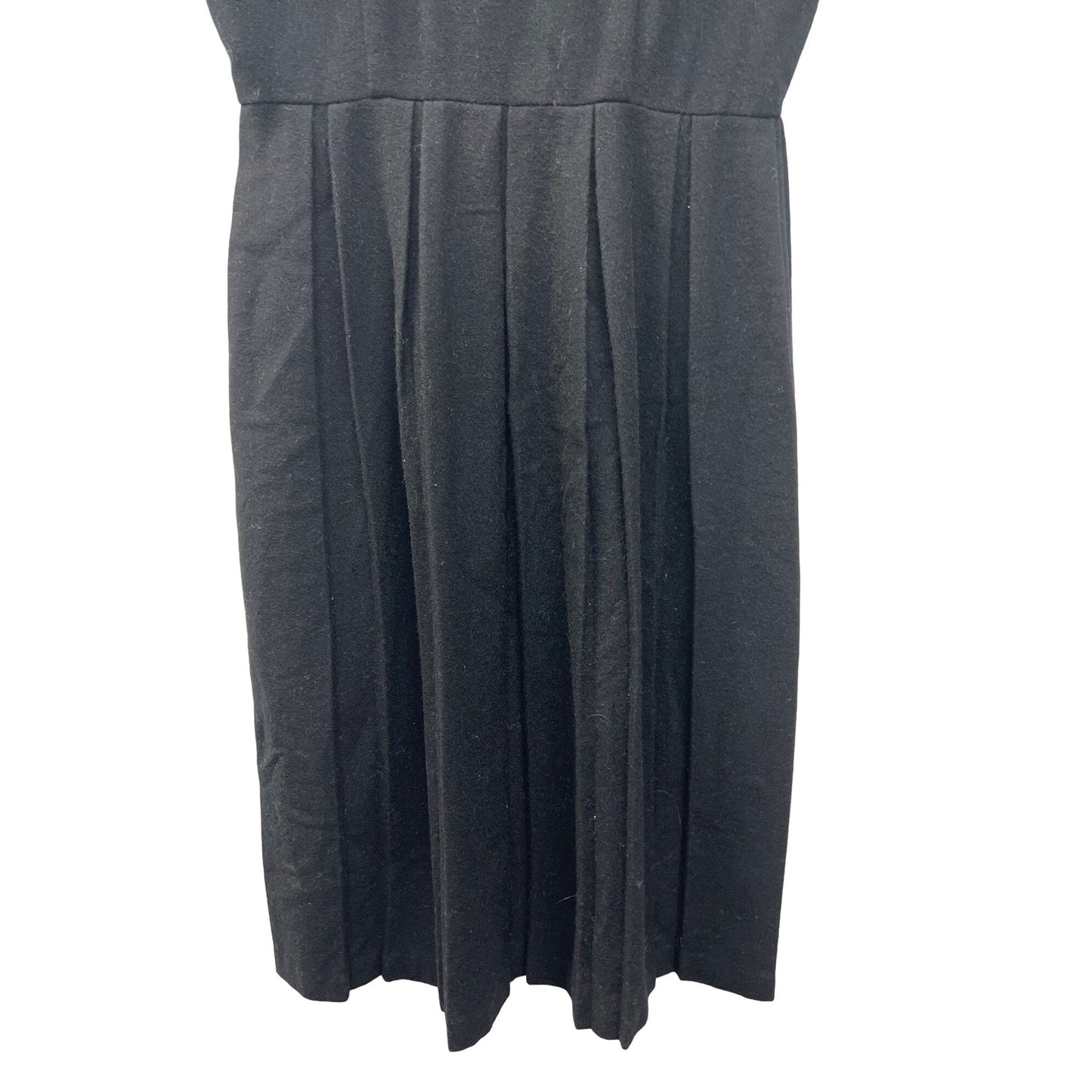 Vintage 50's Black Wool A Line Pleated Dress
