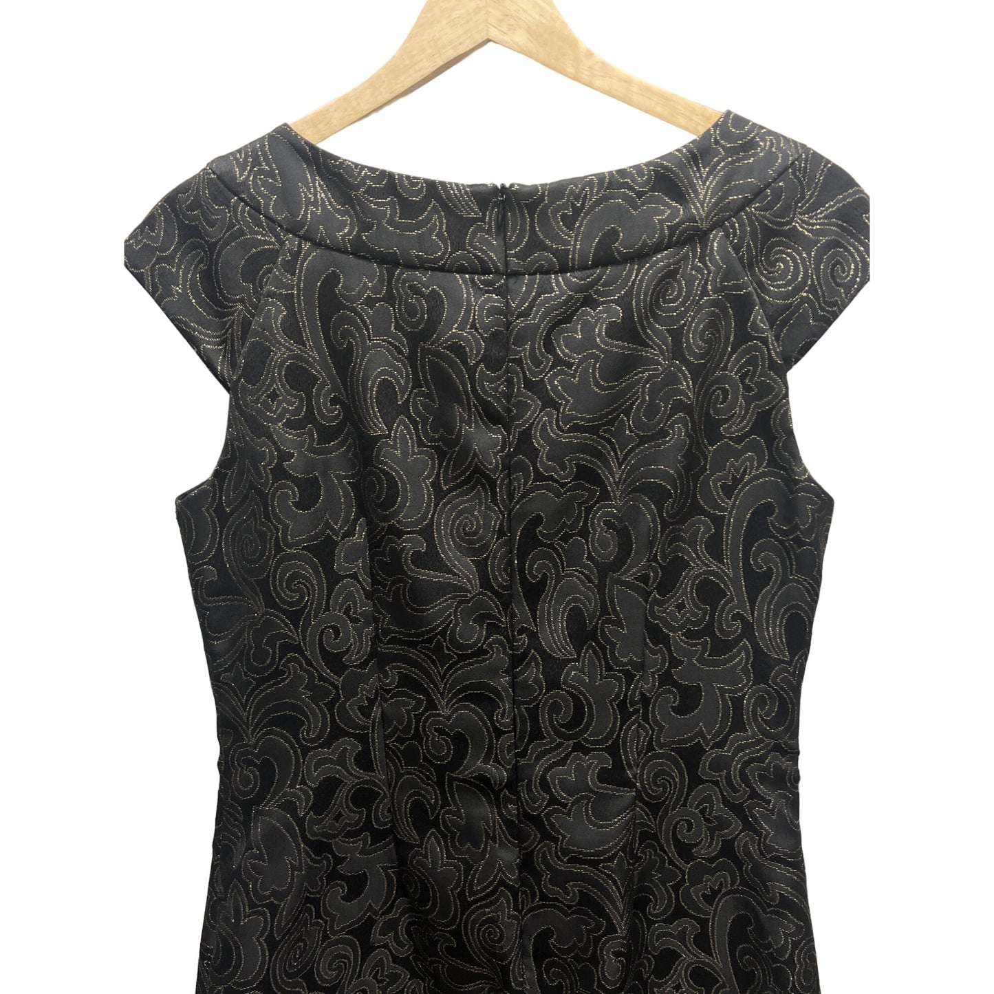 Spense Black with Gold Metallic Detail and Beading Cocktail Dress