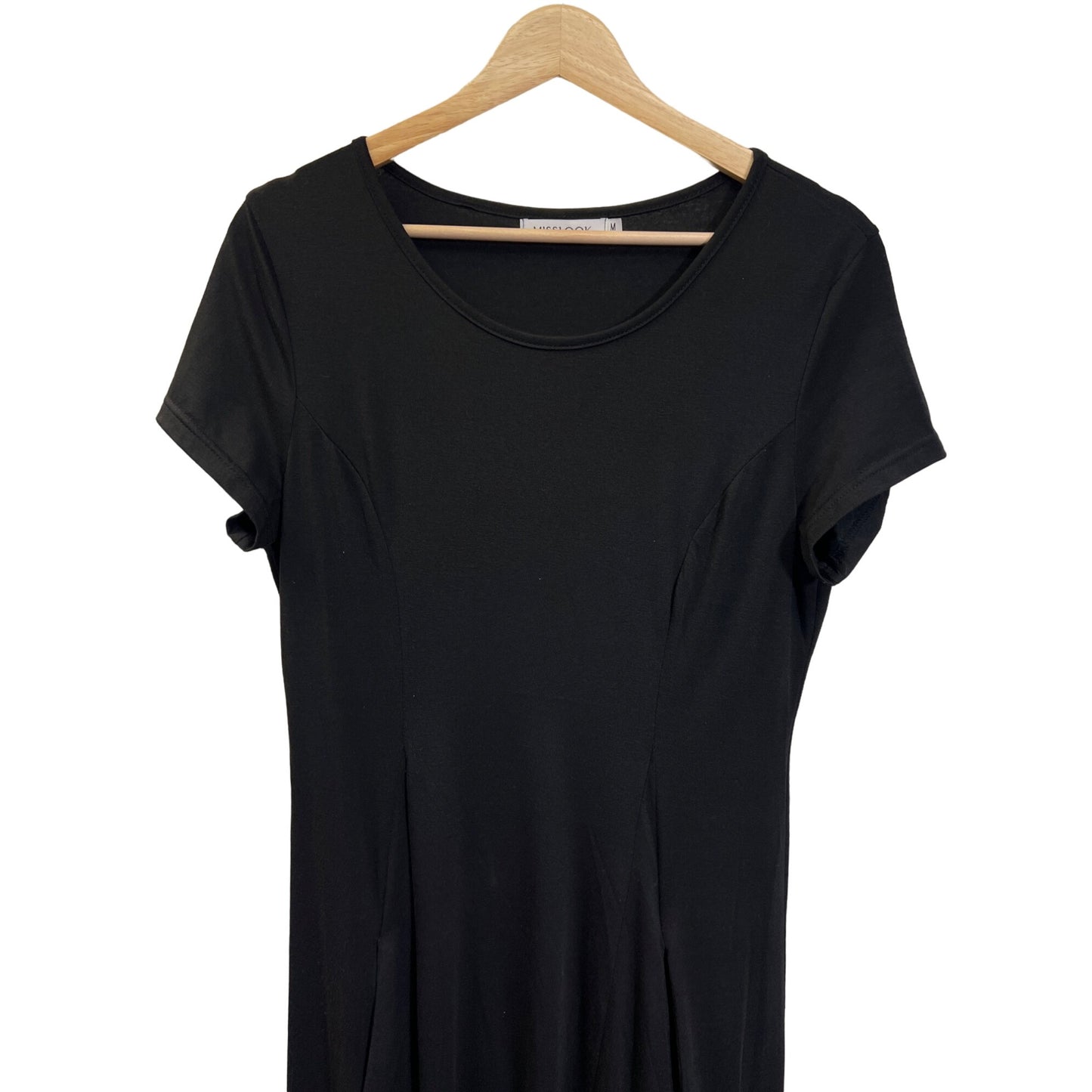 Misslook Long Black Soft Jersey Knit Asymmetrical Hem Maxi Dress