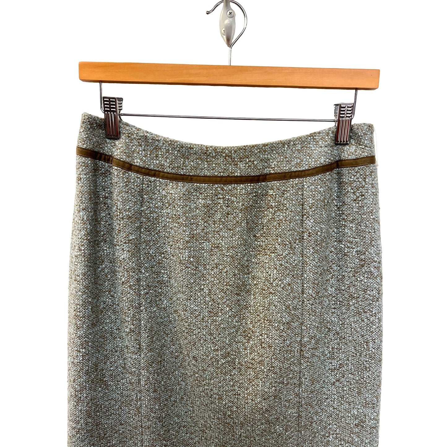Liz Claiborne Collection NWT Light Green and Light Brown Wool Tweed Skirt Suit Set