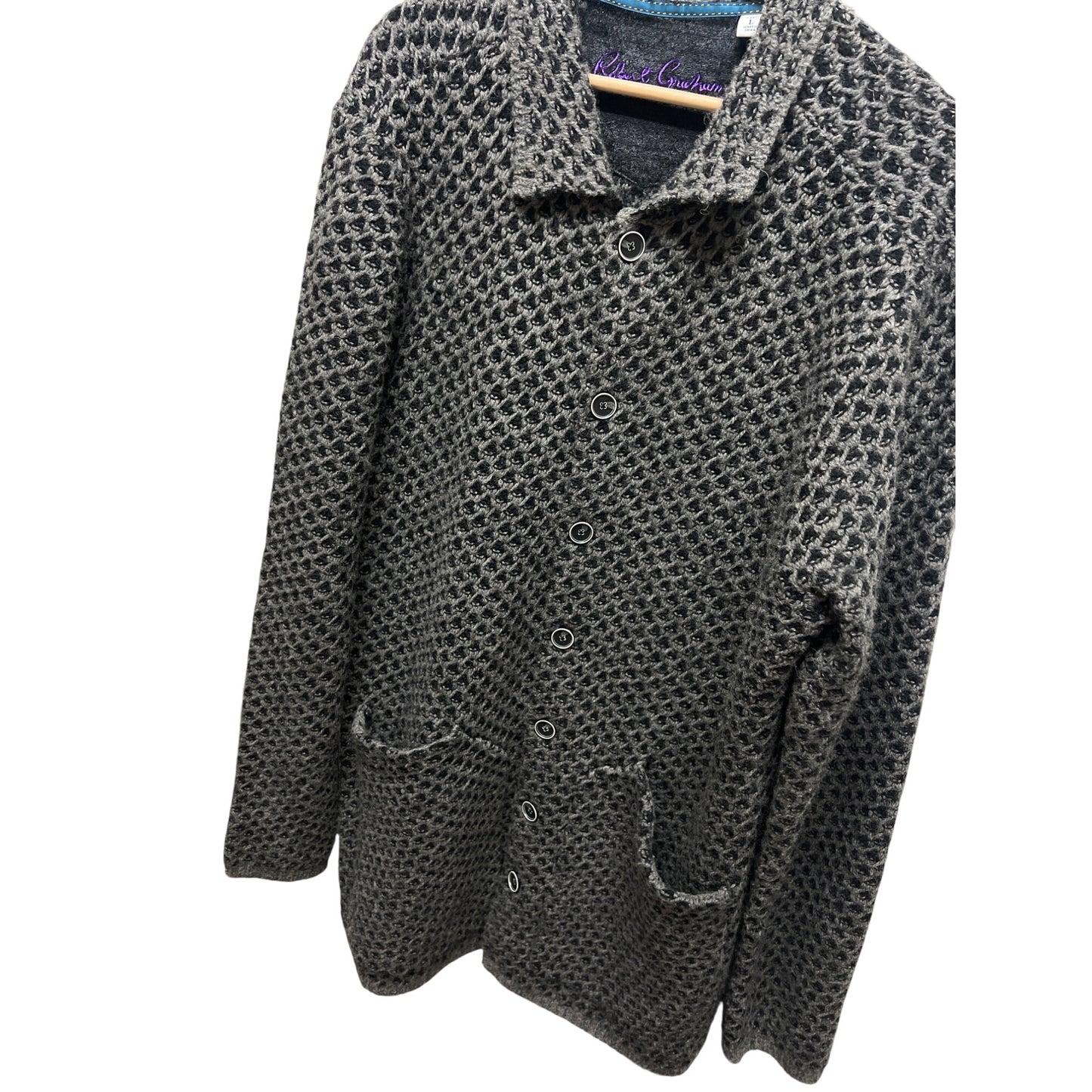 Robert Graham Gray Wool Blend Textured Cardigan