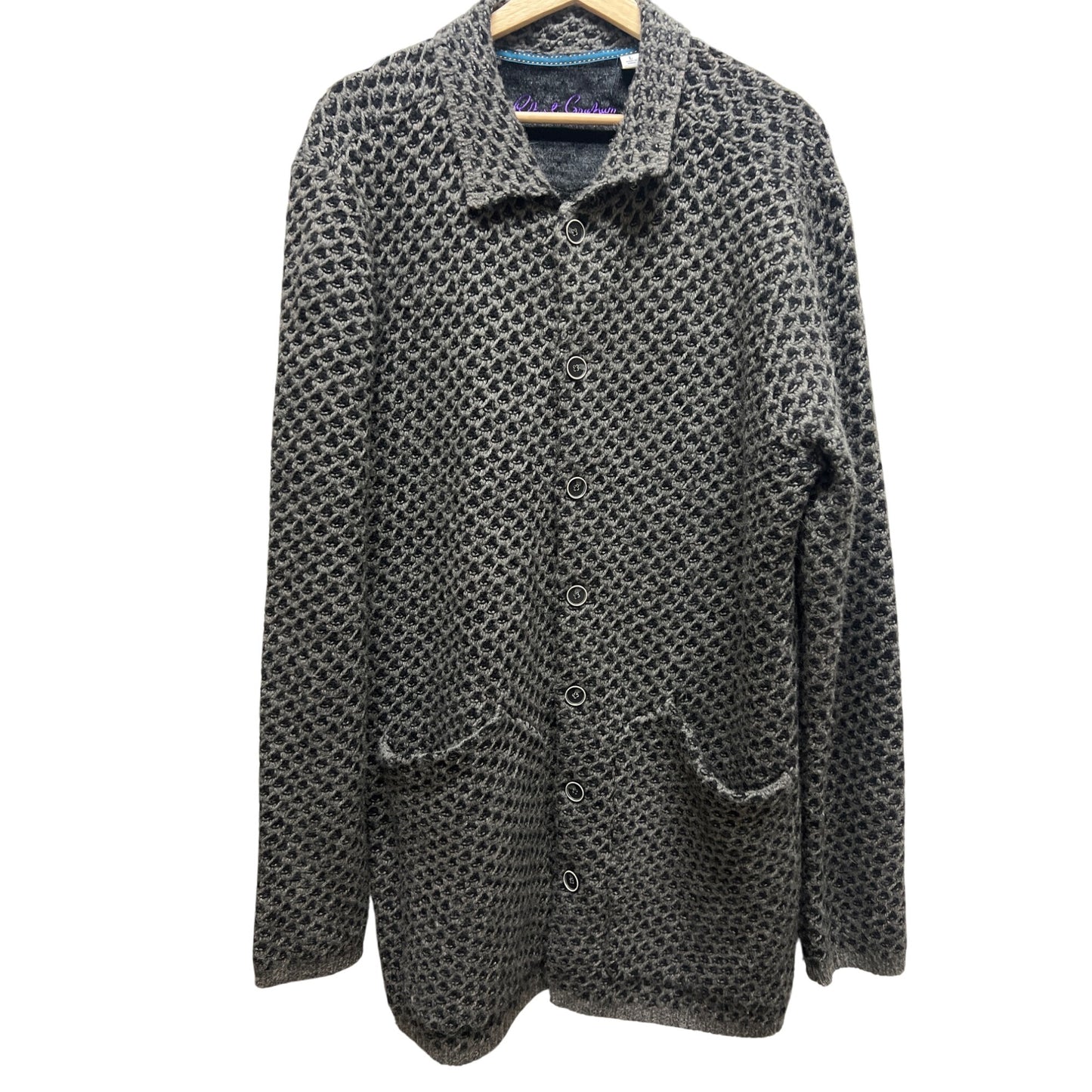 Robert Graham Gray Wool Blend Textured Cardigan