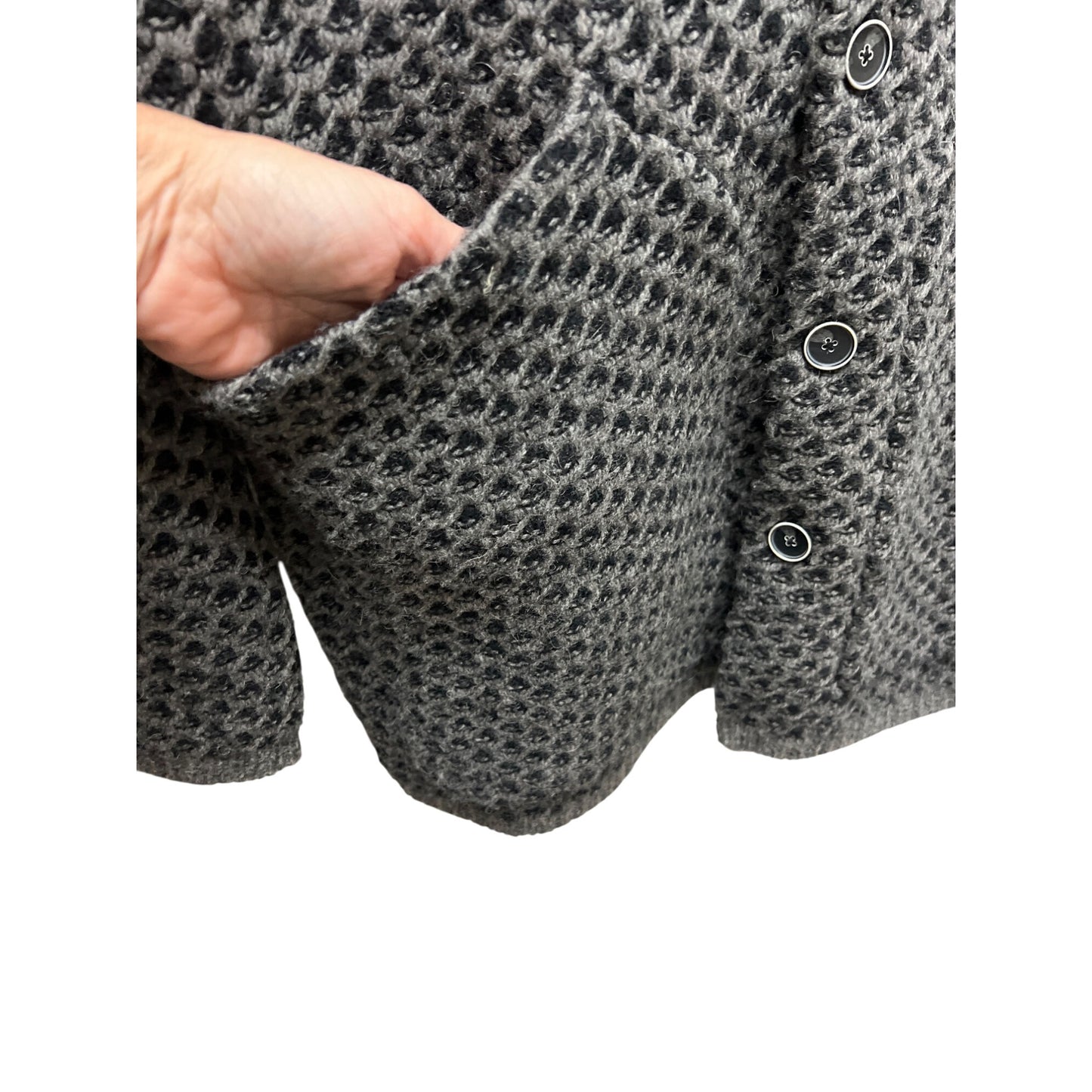 Robert Graham Gray Wool Blend Textured Cardigan