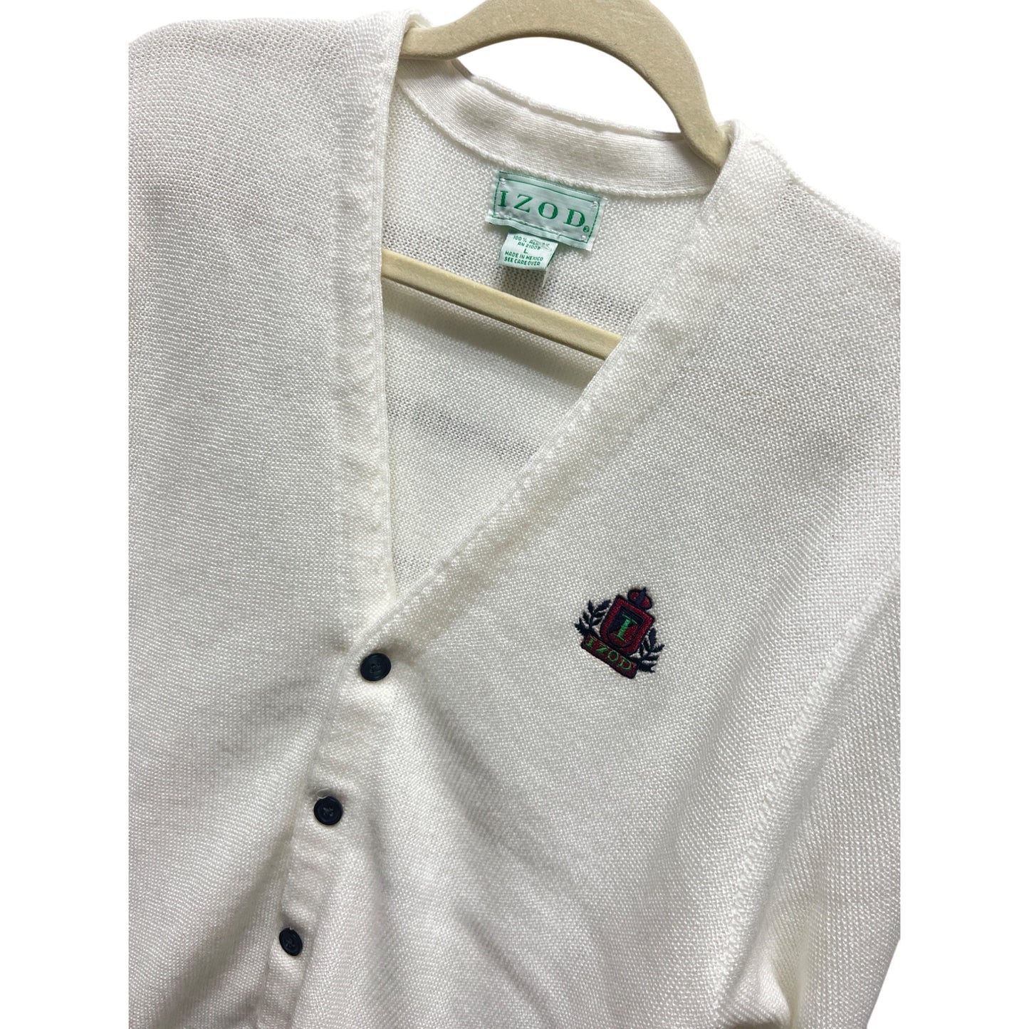 Izod Vintage 80's White Logo Button Down Cardigan