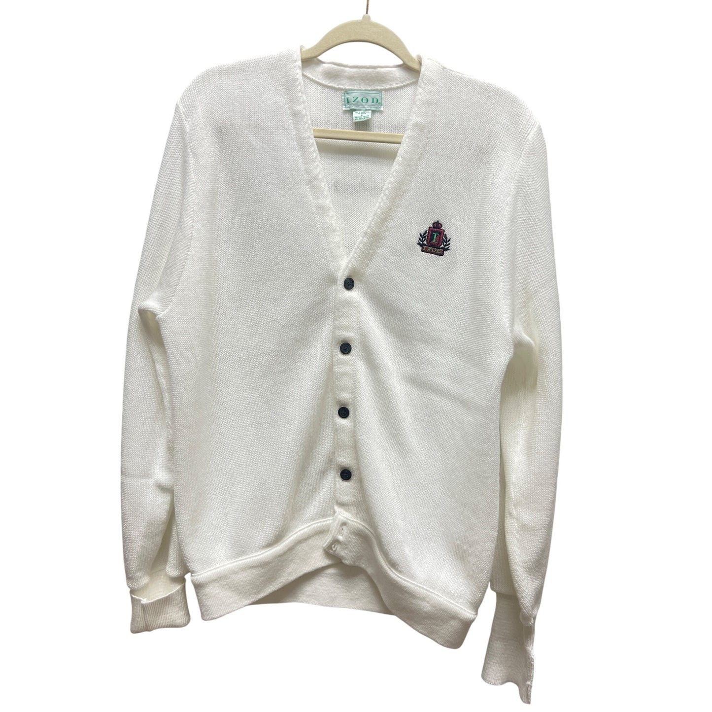 Izod Vintage 80's White Logo Button Down Cardigan