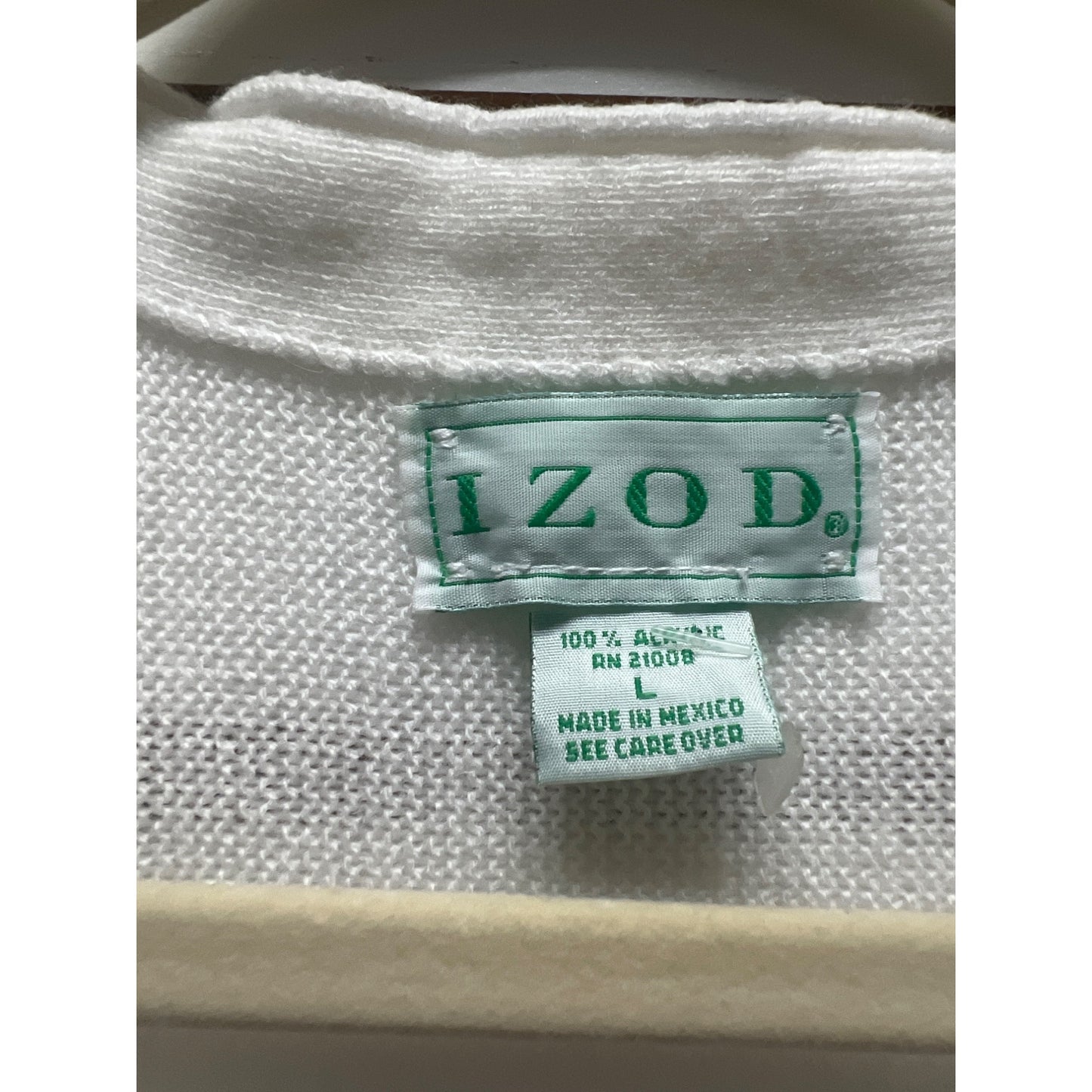 Izod Vintage 80's White Logo Button Down Cardigan