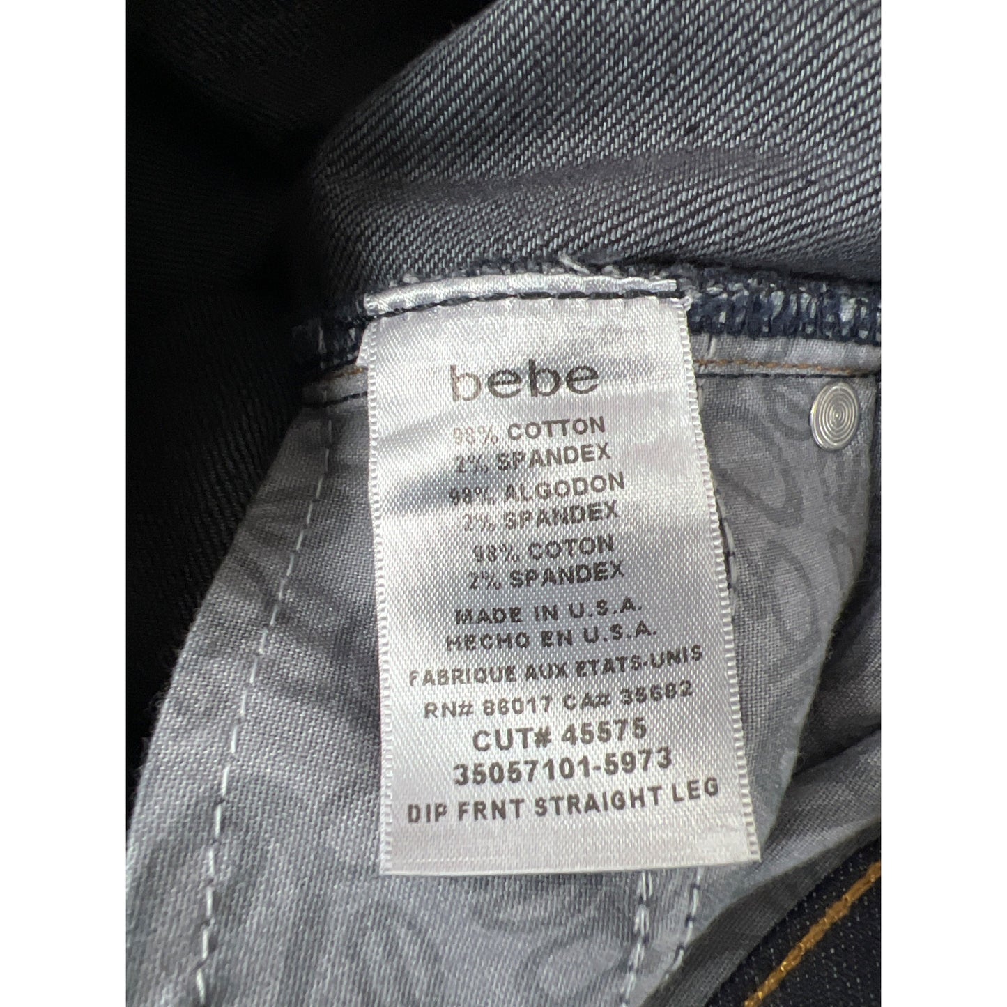 Bebe Vintage Y2K Low Rise Dark Wash Dip Front Straight Leg Jeans