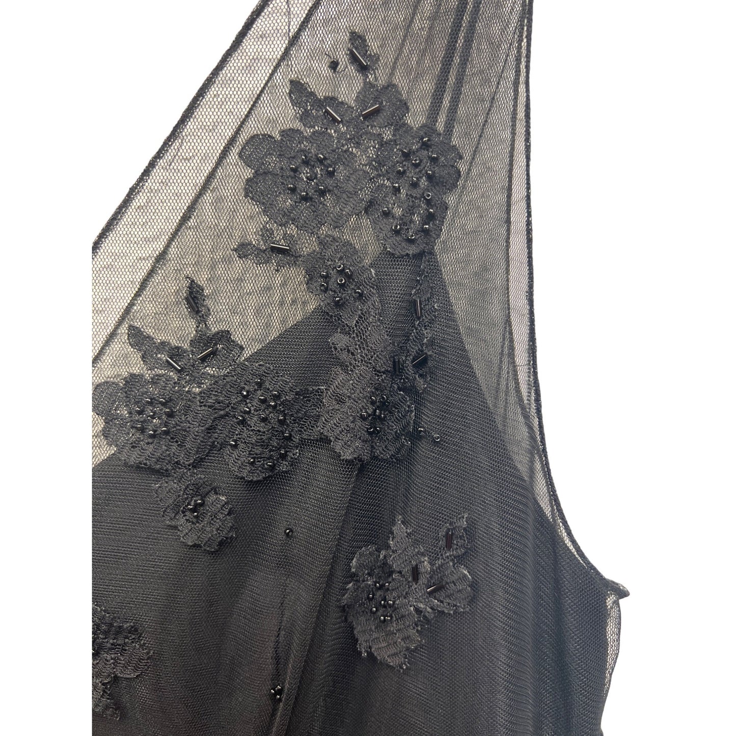 Evan-Picone Velvet Slip Dress with Tulle and Beading