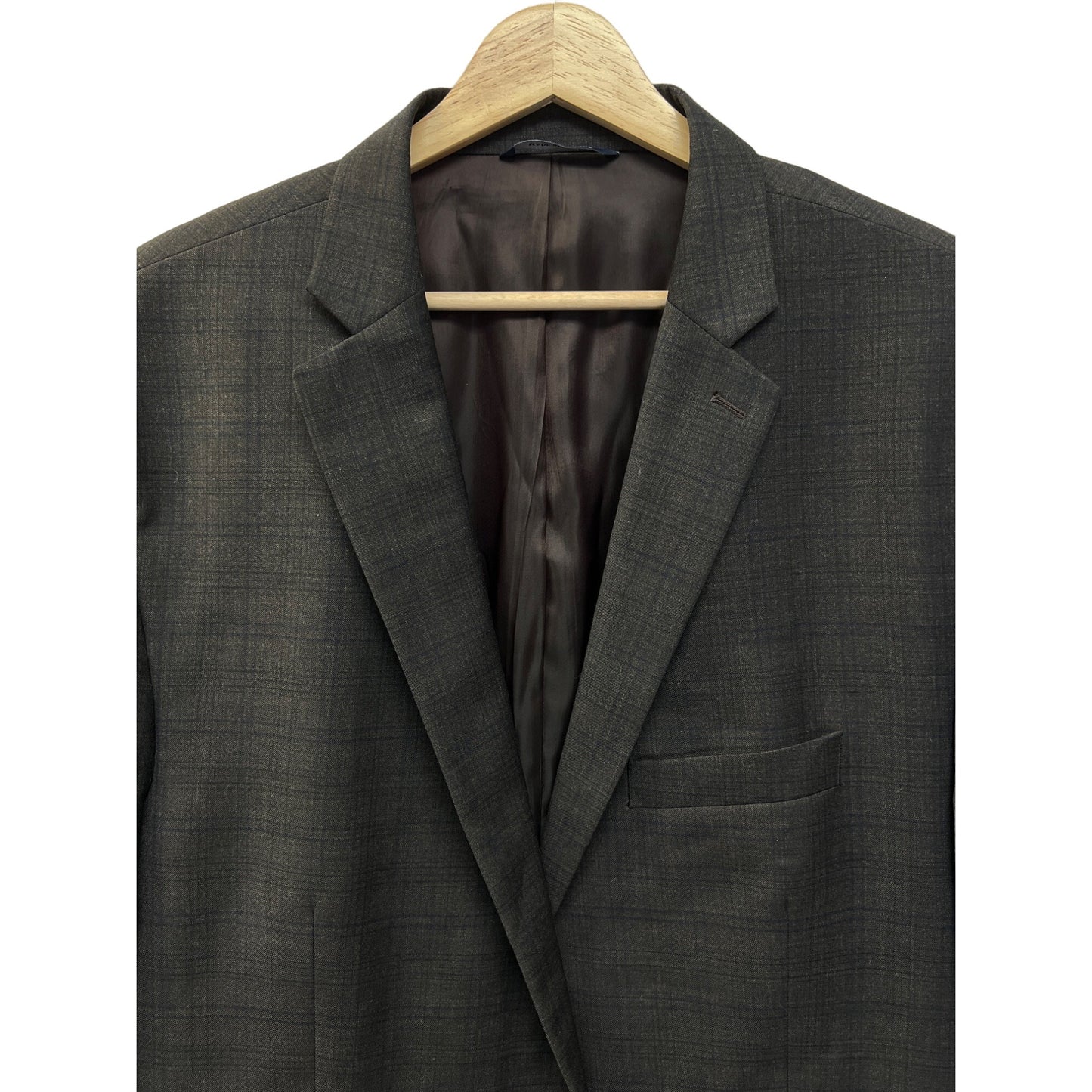 RALPH Ralph Lauren Gray and Navy Plaid 100% Wool Blazer
