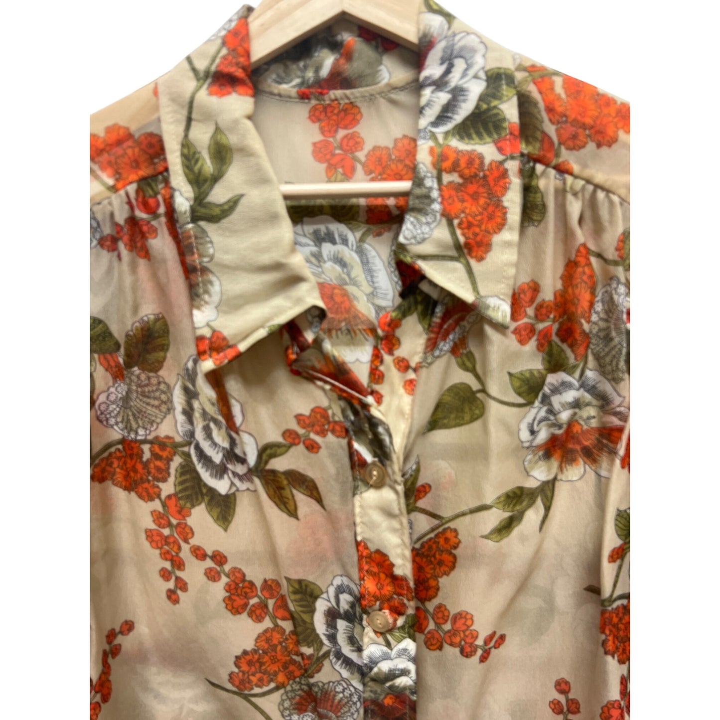 Unbranded Vintage 70's Groovy Sheer Chiffon Floral Blouse
