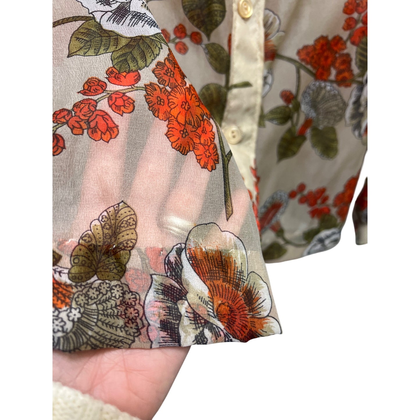 Unbranded Vintage 70's Groovy Sheer Chiffon Floral Blouse