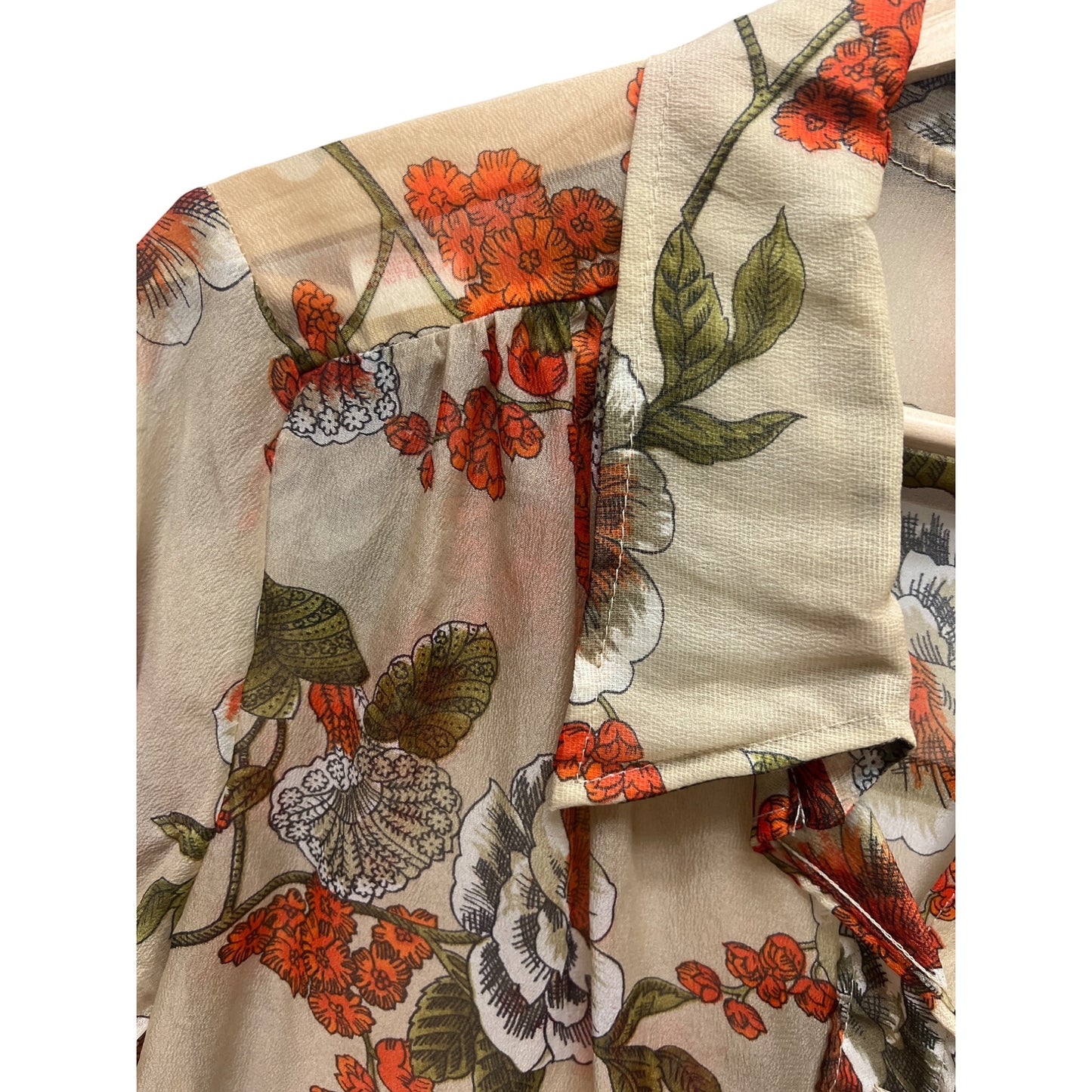 Unbranded Vintage 70's Groovy Sheer Chiffon Floral Blouse